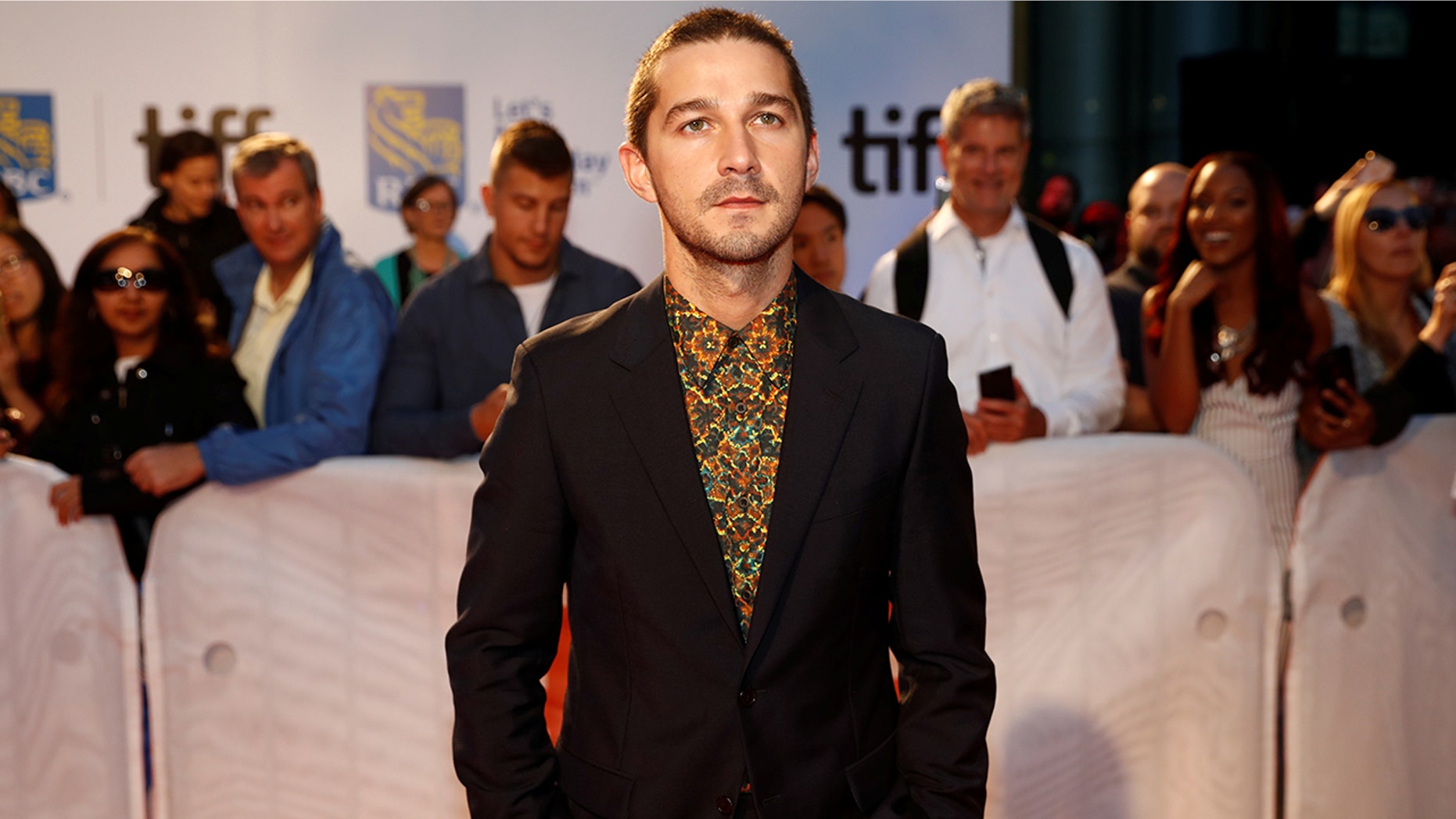 Actor Shia LaBeouf poses as he arrives on the red carpet for the film "Borg/McEnroe" at the Toronto International Film Festival (TIFF), in Toronto, Ontario, Canada, September 7, 2017. REUTERS/Mark Blinch - RC121E1B7260