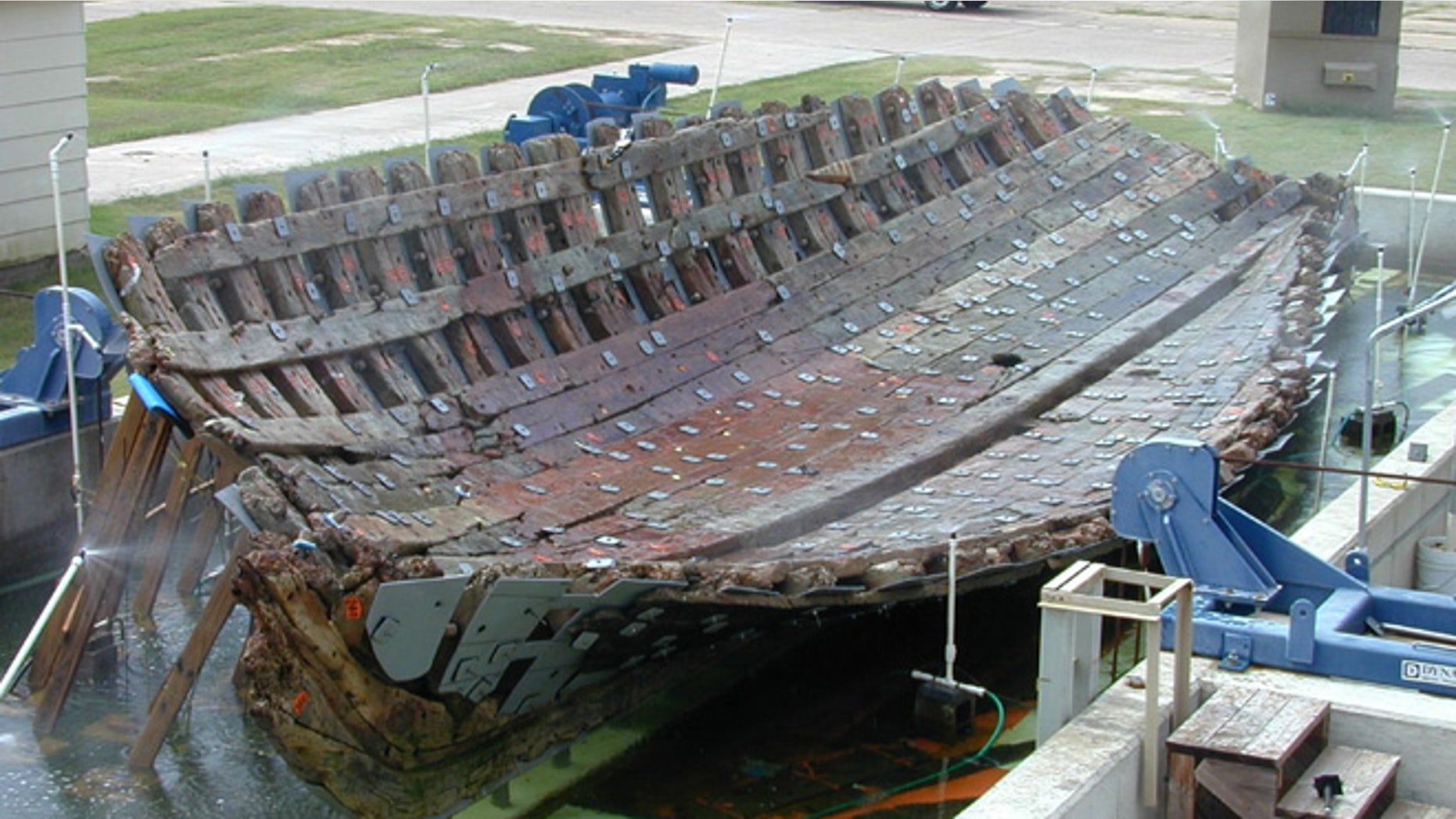 Researchers plan to rebuild the 54 ½-foot vessel, which will become the centerpiece of the Bob Bullock Texas State History Museum in Austin. The supply ship was built in 1684 and sank two years later in a storm on Matagorda Bay, about midway between Galveston and Corpus Christi, Texas.