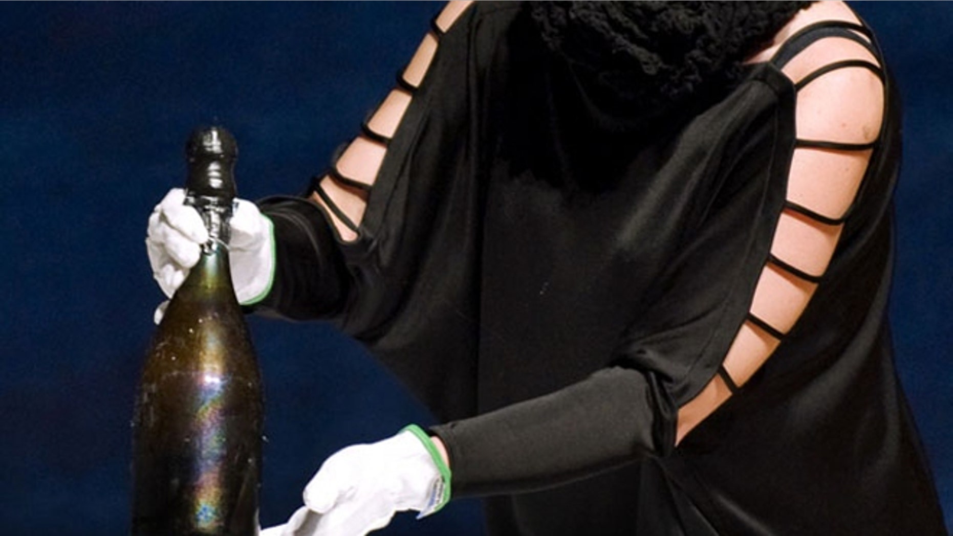 A bottle of champagne the 162 Veuve Clicquot bottles from a shipwreck dating from years 1840.