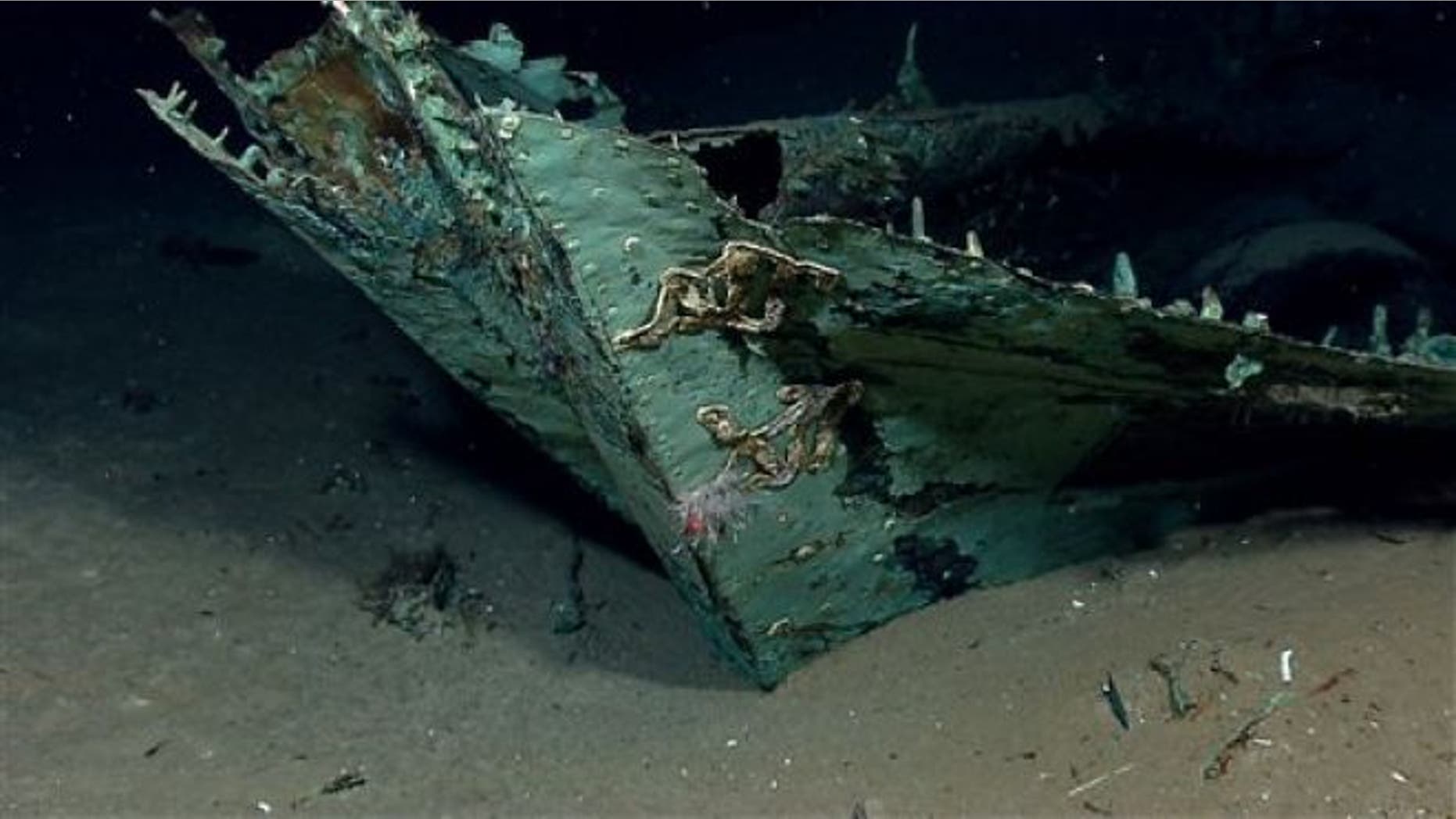April 26, 2012. In this photo provided by NOAA Okeanos Explorer Program, a well preserved shipwreck is seen about 200 miles off the coast of La., at a depth around 4,000 feet, in the Gulf of Mexico.