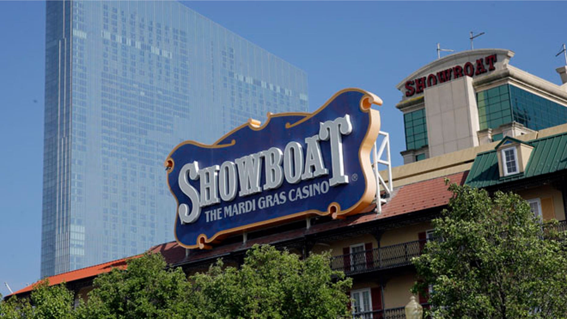 Aug 31, 2014: Revel Casino and Hotel, left, is seen near Showboat, the Mardi Gras-themed casino that shut down after 27 years on the Boardwalk in Atlantic City, N.J.