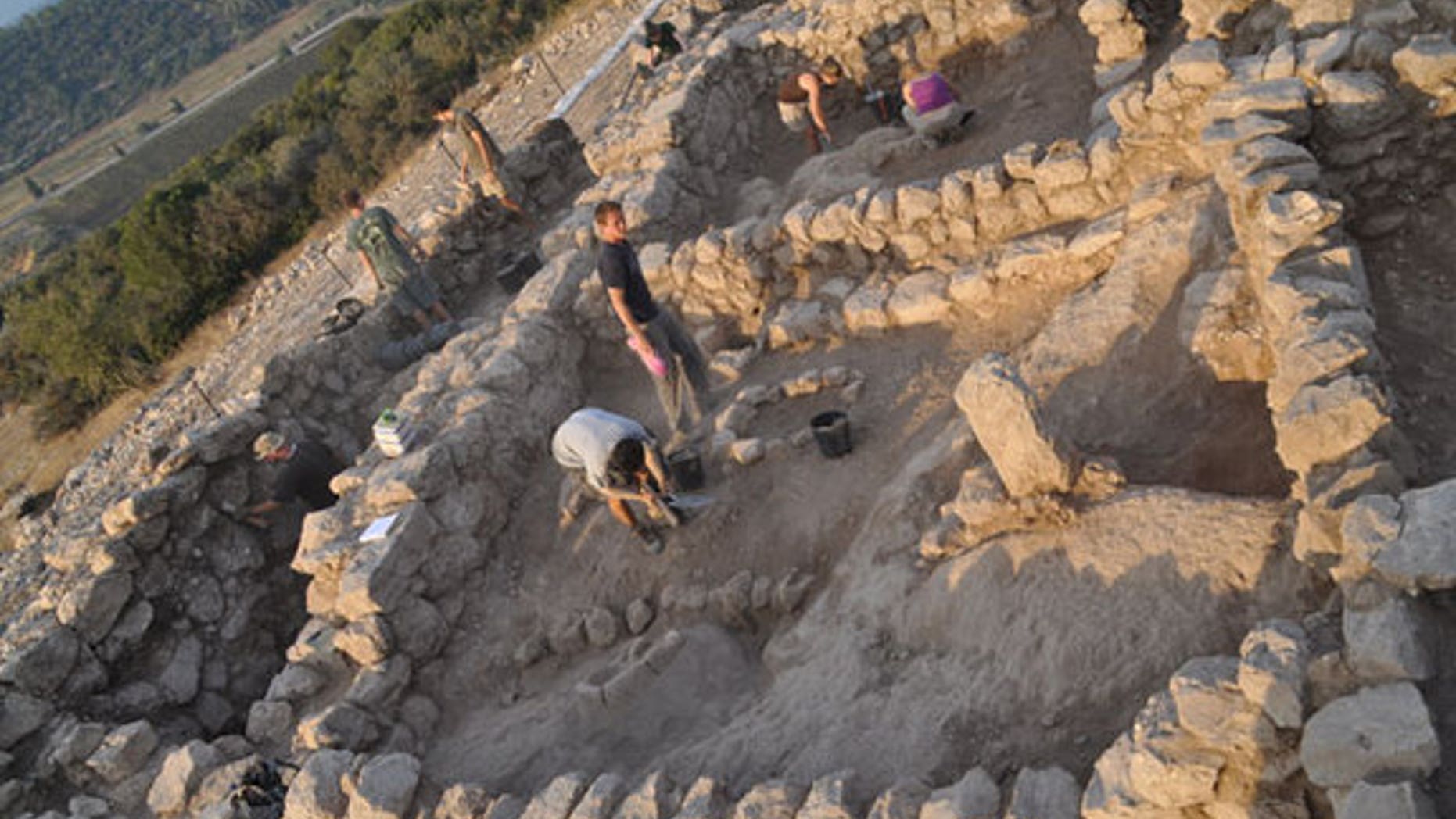 The excavation of a shrine in the 3,000-year-old city of Khirbet Qeiyafa near Jerusalem.