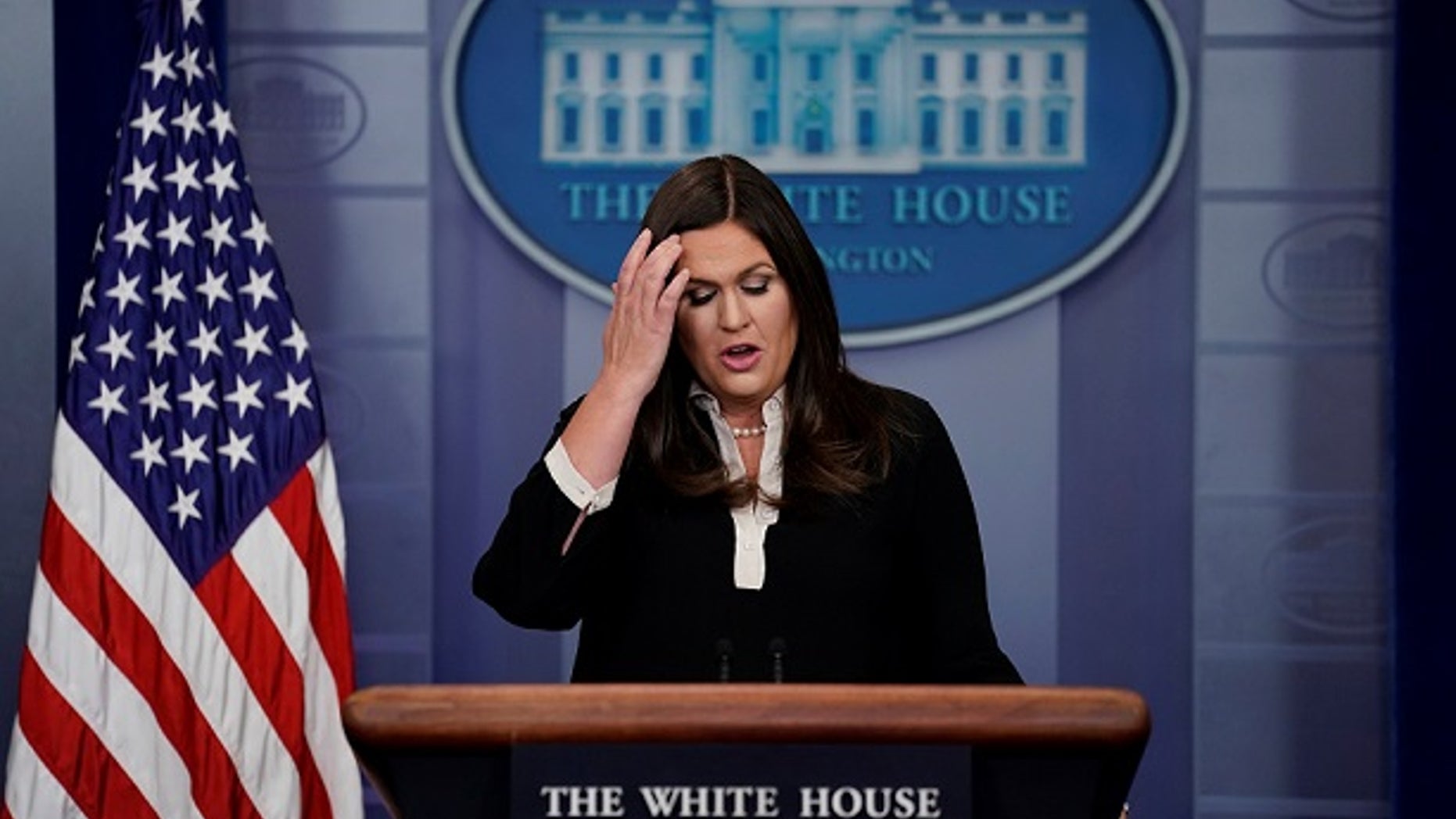 Press Secretary Sarah Sanders hasn’t used the briefing room podium since March 11.