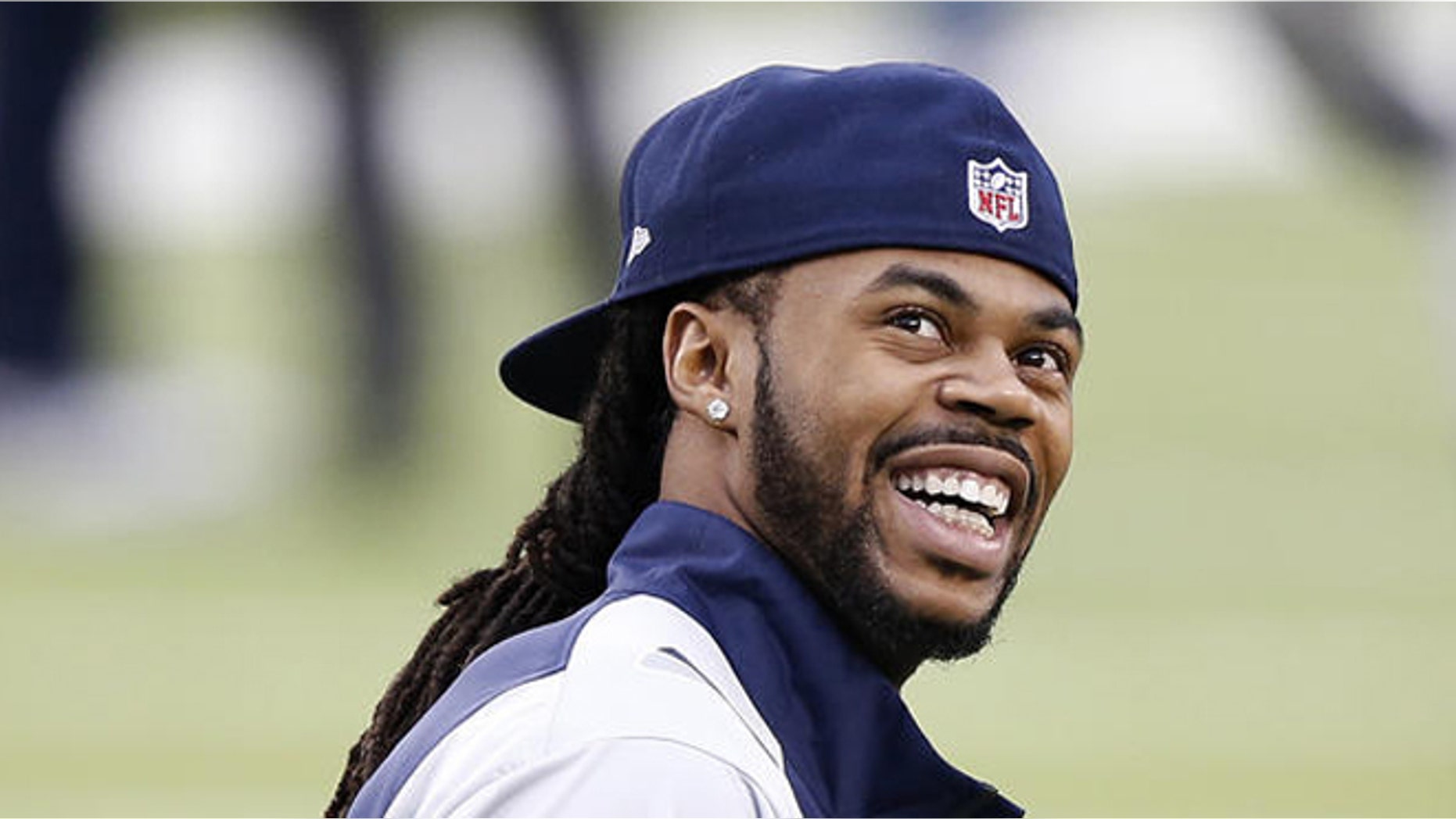 Feb. 2, 2014: Seattle Seahawks' Sidney Rice smiles before the NFL Super Bowl XLVIII football game against the Denver Broncos in East Rutherford, N.J. (AP/Kathy Willens)