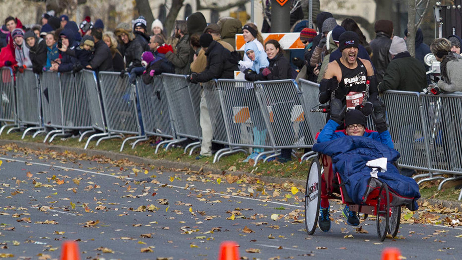 Steve Sinko and his partner Preston Buenaga flew through the Philly marathon course together on November 20, 2016.