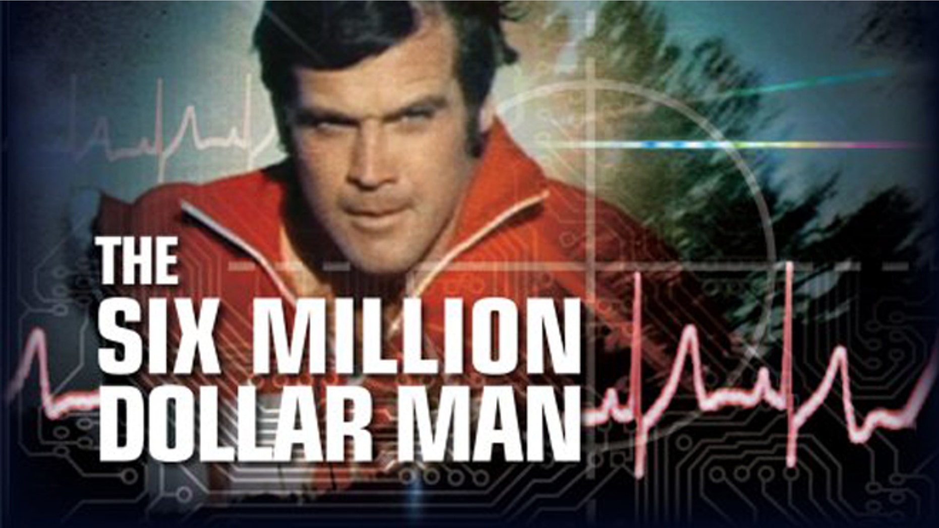 The title screen from "The Six Million Dollar Man," a popular TV series from the 1970s.