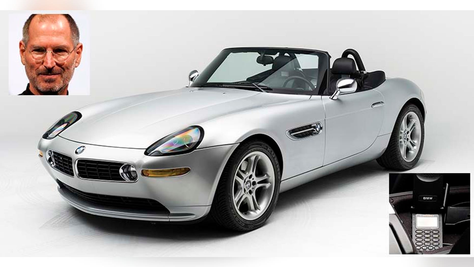 In this 2017 photo provided by RM Sotheby's, a 2000 BMW Z8 owned bay Steve Jobs is shown. The Apple founder's convertible is among 30 lots being offered by a variety of consignors at the Dec. 6, 2017 RM Sotheby's automotive auction in New York. (Karissa Hosek/RM Sotheby's via AP)