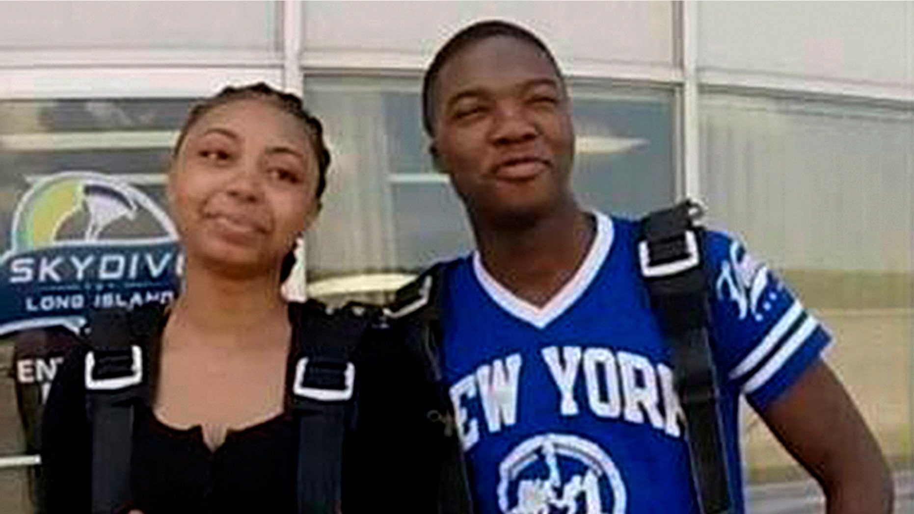 Police on Long Island say skydiving video shows a man and woman wanted for stealing a credit card to go on the jump.