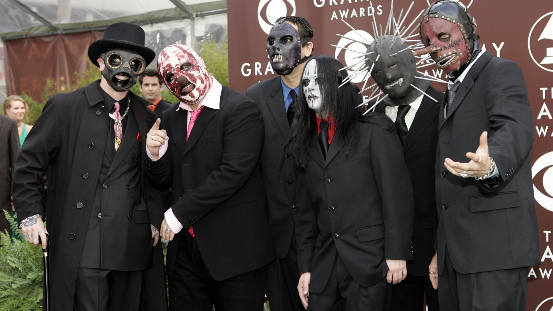 February 13, 2005. Members of the band Slipknot arrive at the 47th annual Grammy Awards in Los Angeles.