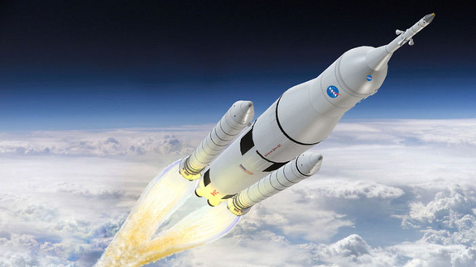 An artist's rendering of NASA's Space Launch System (SLS). Boeing is the prime contractor responsible for the SLS cryogenic stages and avionics.