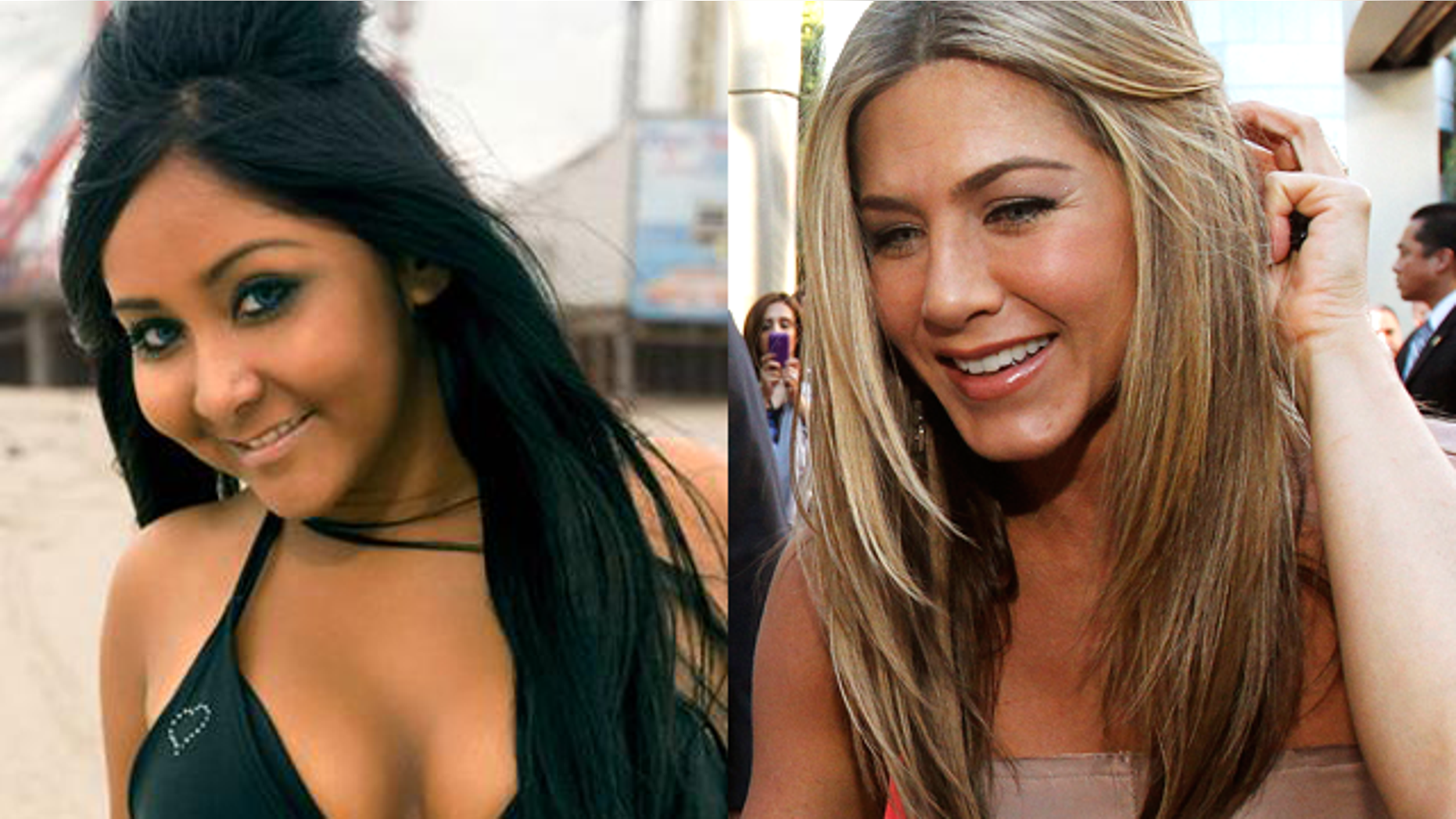 Nicole 'Snooki' Polizzi and Jen Aniston. (MTV/Reuters)