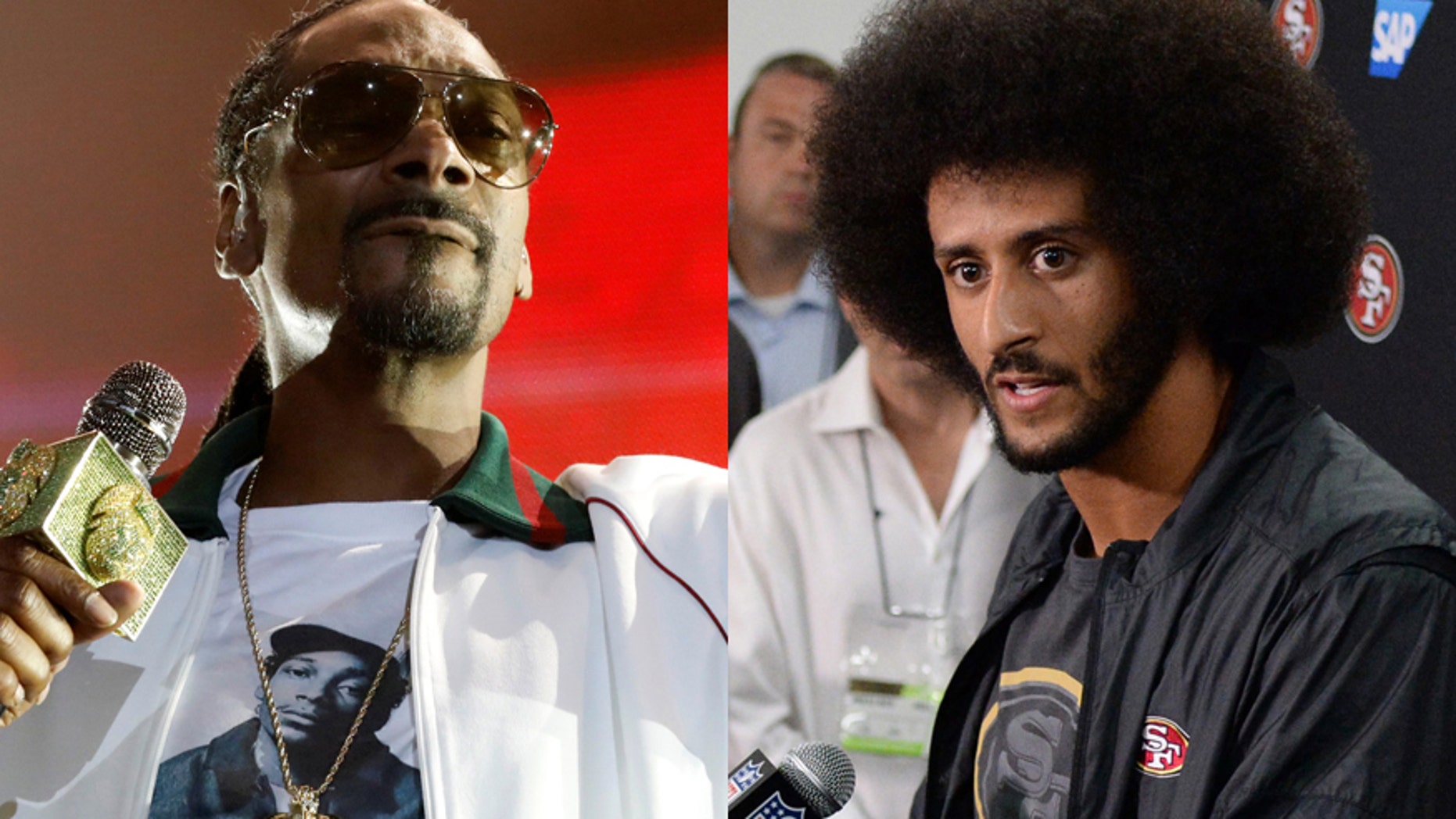 Snoop Dogg (left) and Colin Kaepernick ( right).