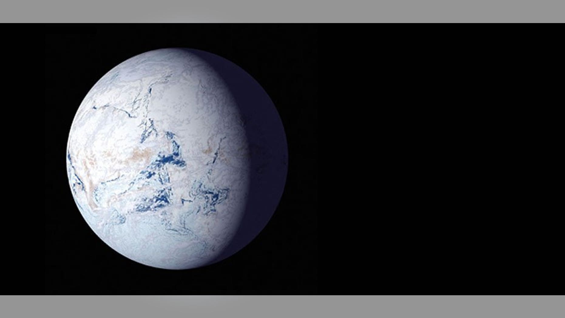 A NASA artist visualized what Earth would look like if it entered the "snowball state" predicted by new research from the University of Washington.