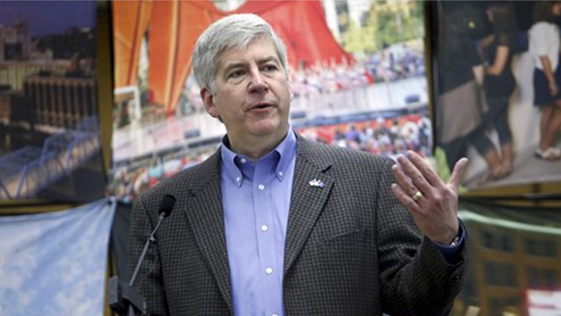 Michigan Gov. Rick Snyder talks about county development and local government reform on March 21 at Grand Rapids City Hall.