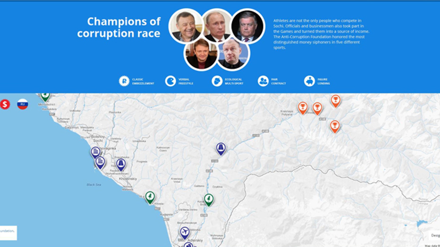 A screenshot of Sochi.FBK.info.