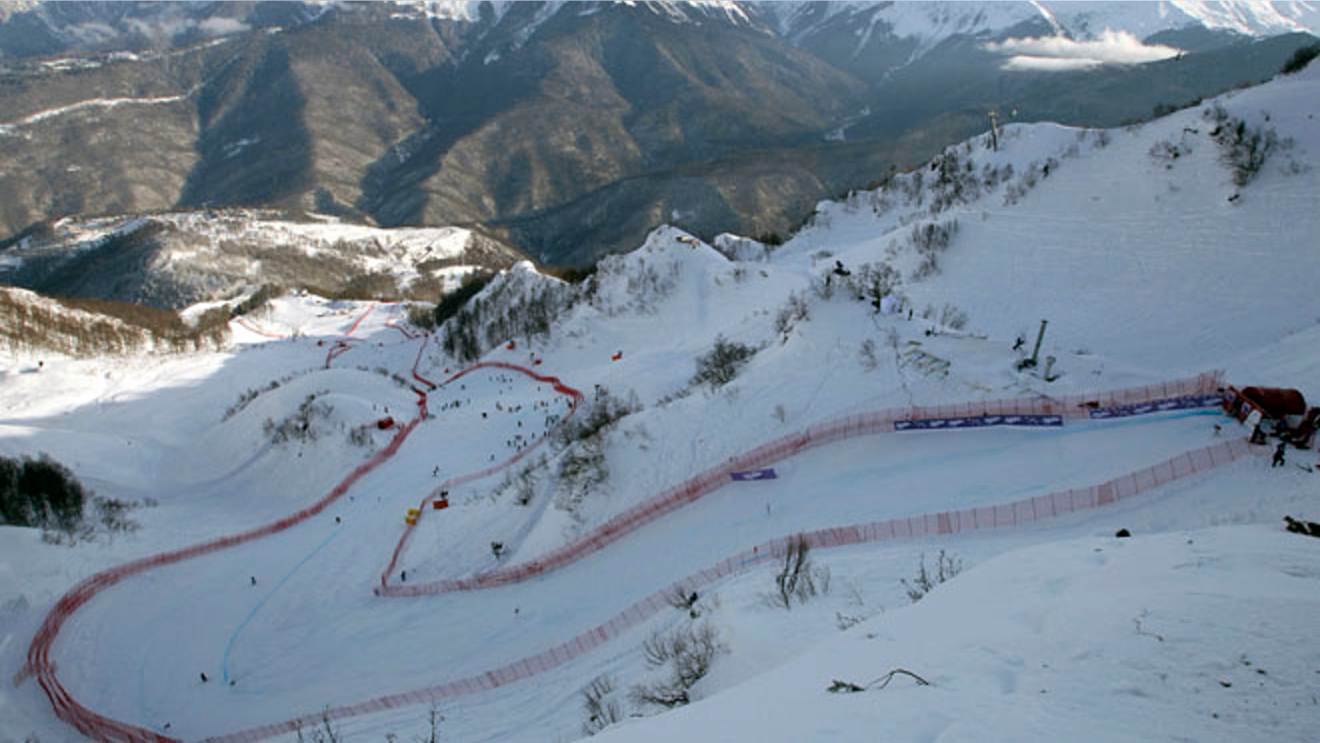 Feb. 10, 2012: This file photo shows the Rosa Khutor downhill Olympic course prior to an alpine ski, men's World Cup downhill training session for the 2014 Sochi Olympics, in Sochi, Russia. The Sochi Games begin Feb. 7.