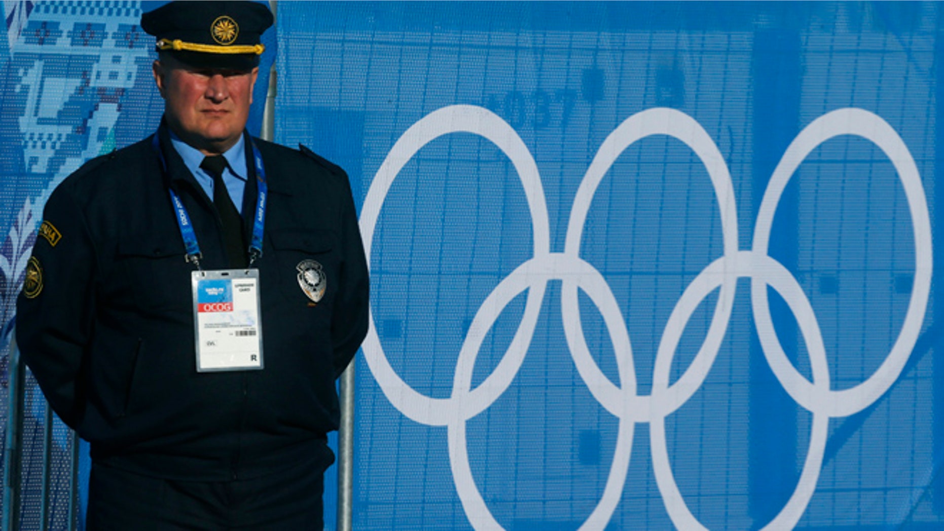 Feb. 2, 2014: A security guard stands at Olympic Park in Sochi, Russia. Sochi will host the 2014 Winter Olympic Games from Feb. 7 to Feb. 23.