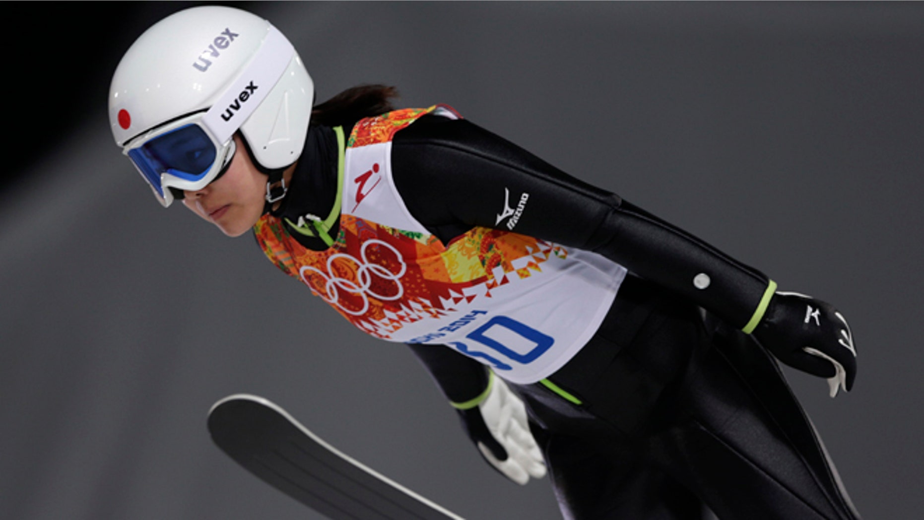Feb. 11, 2014: Japan's Sara Takanashi makes her trial jump in the women's ski jumping normal hill final at the 2014 Winter Olympics in Krasnaya Polyana, Russia.