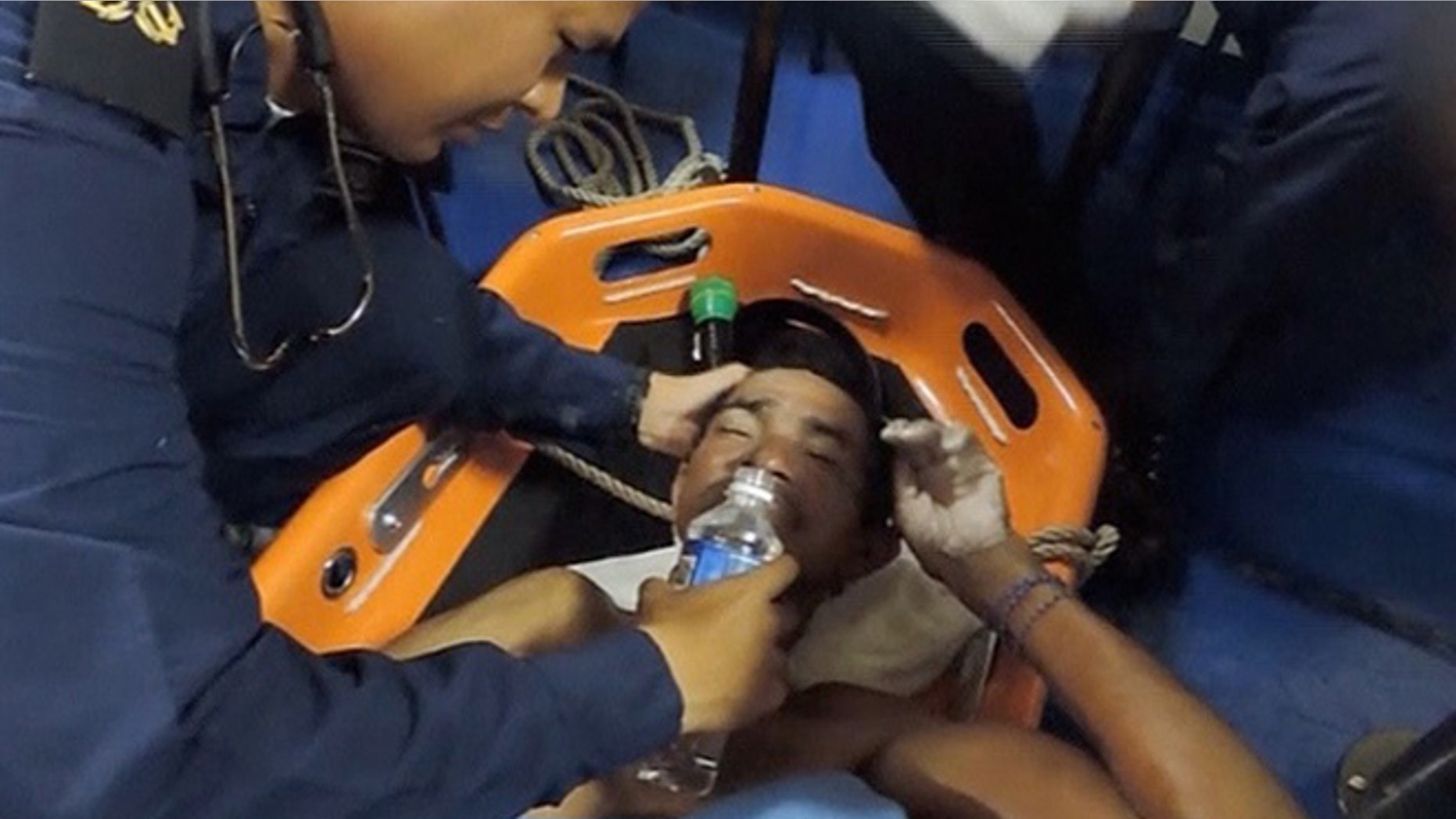 Solano Salazar was rescued by Colombian coast guard members after spending two days adrift at sea, clinging to a foam cooler.