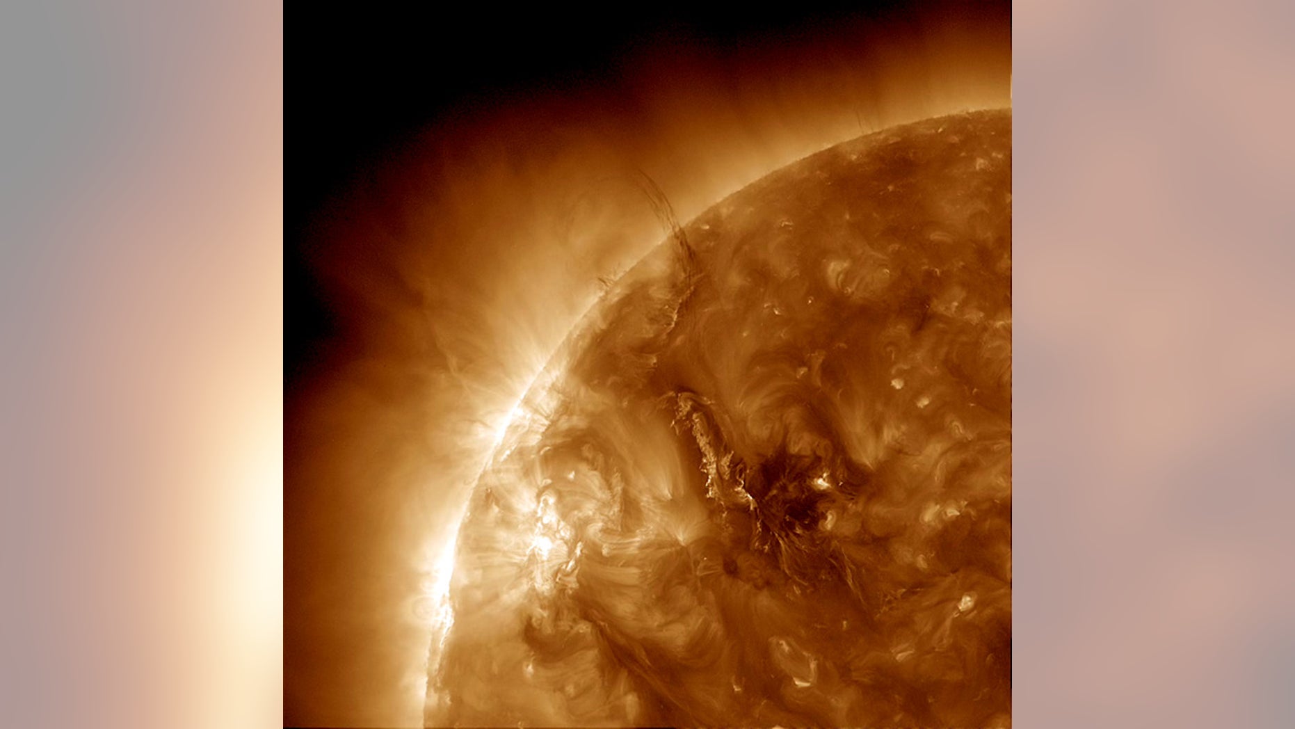 Disruption to the magnetic fields generates the coiling and spreading wave-like action on the surface of the sun seen here. Sound waves created within the sun can reveal information about the magnetic activity that causes such prominences.