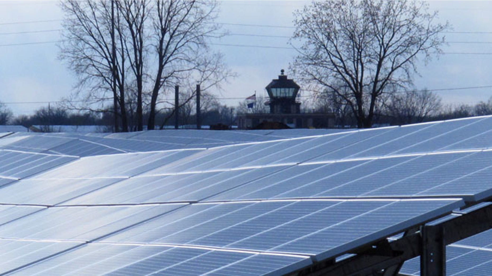 April 15, 2013: Sunlight streams onto the 43-acre Maywood Solar Farm.