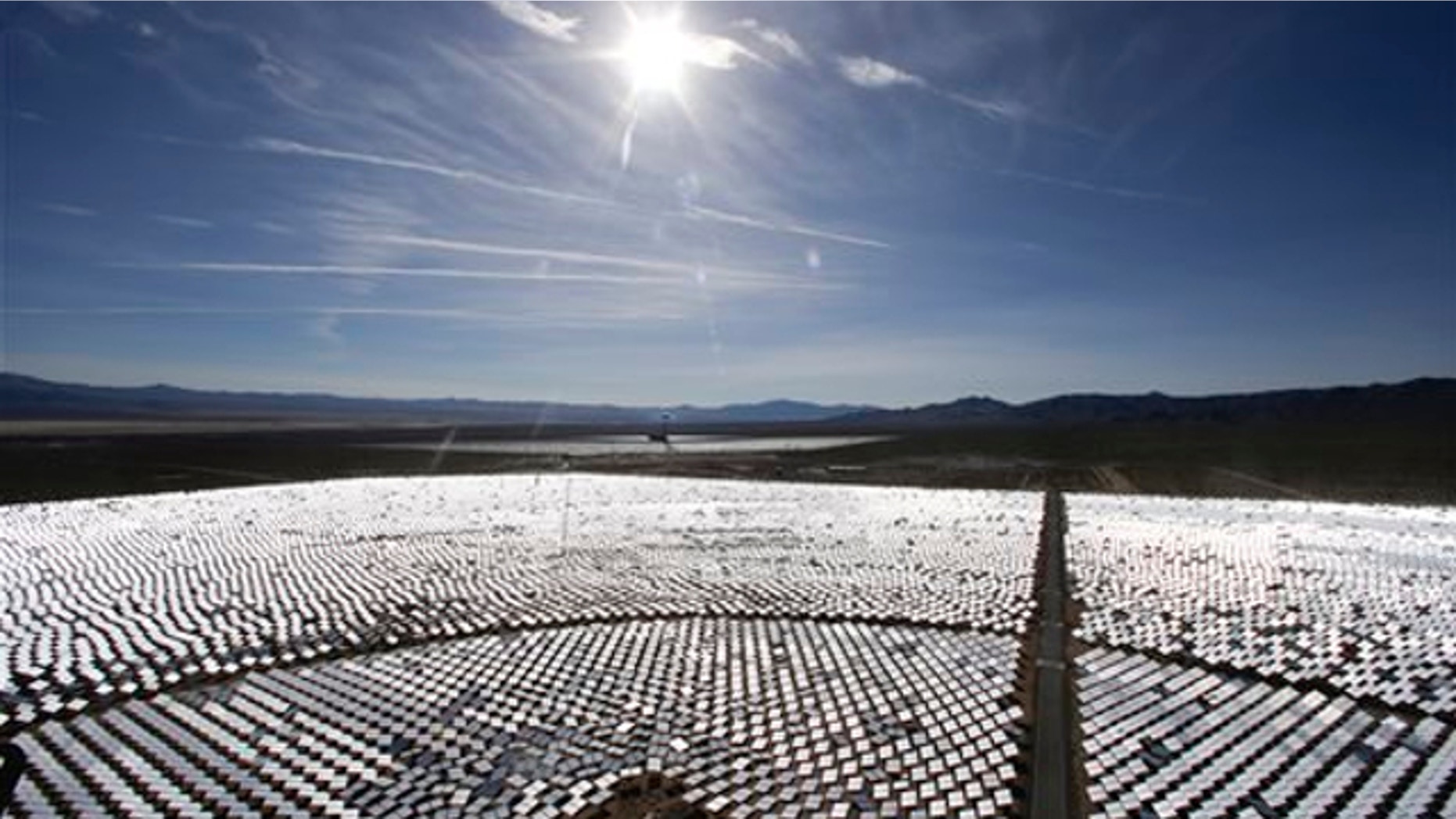 Feb. 11, 2014: Some of the 300,000 computer-controlled mirrors, each about 7 feet high and 10 feet wide, reflect sunlight to boilers that sit on 459-foot towers. The sun's power is used to heat water in the boilers' tubes and make steam, which in turn drives turbines to create electricity in Primm, Nev.
