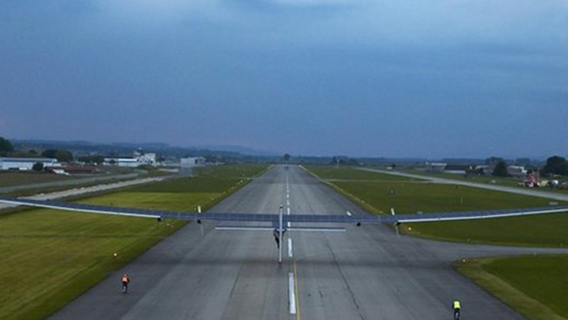 The solar-powered plane's wingspan is larger than a 747's. (REUTERS)