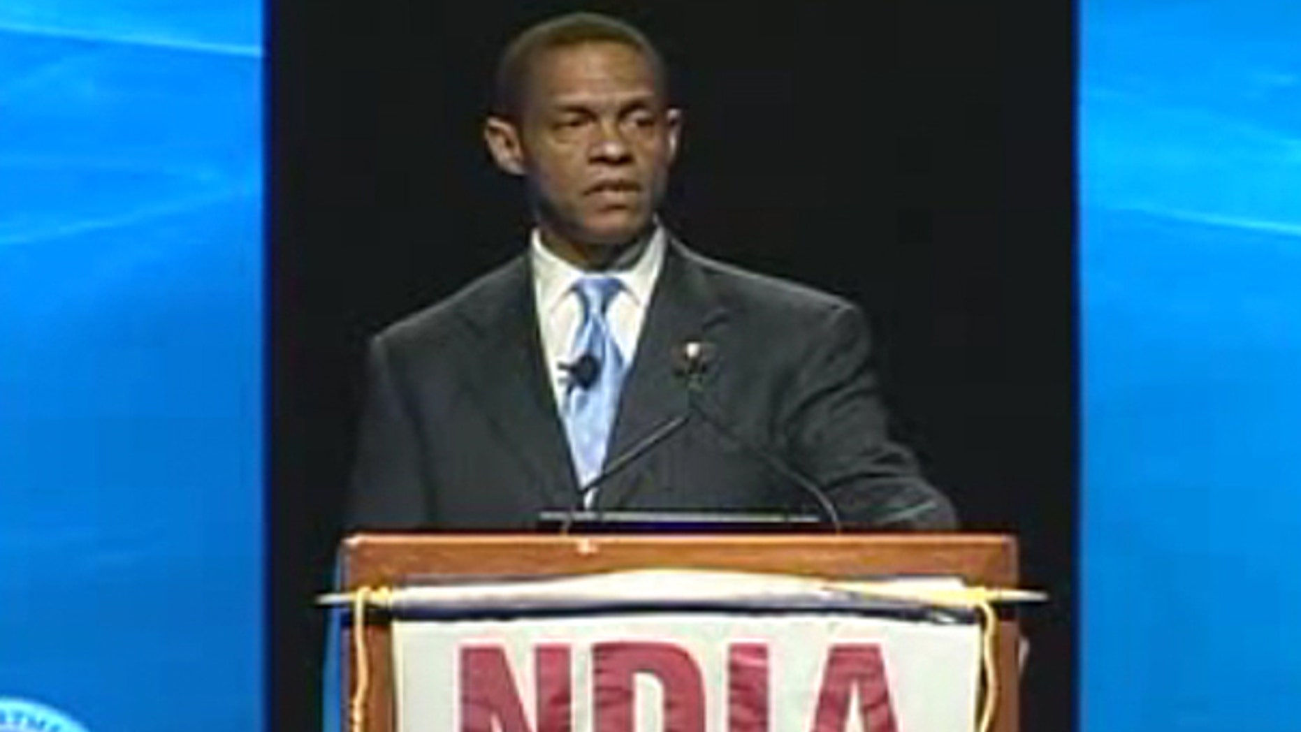 TSA Administrator Nominee Erroll Southers is shown here addressing a Department of Homeland Security conference in April 2008. (DHS)