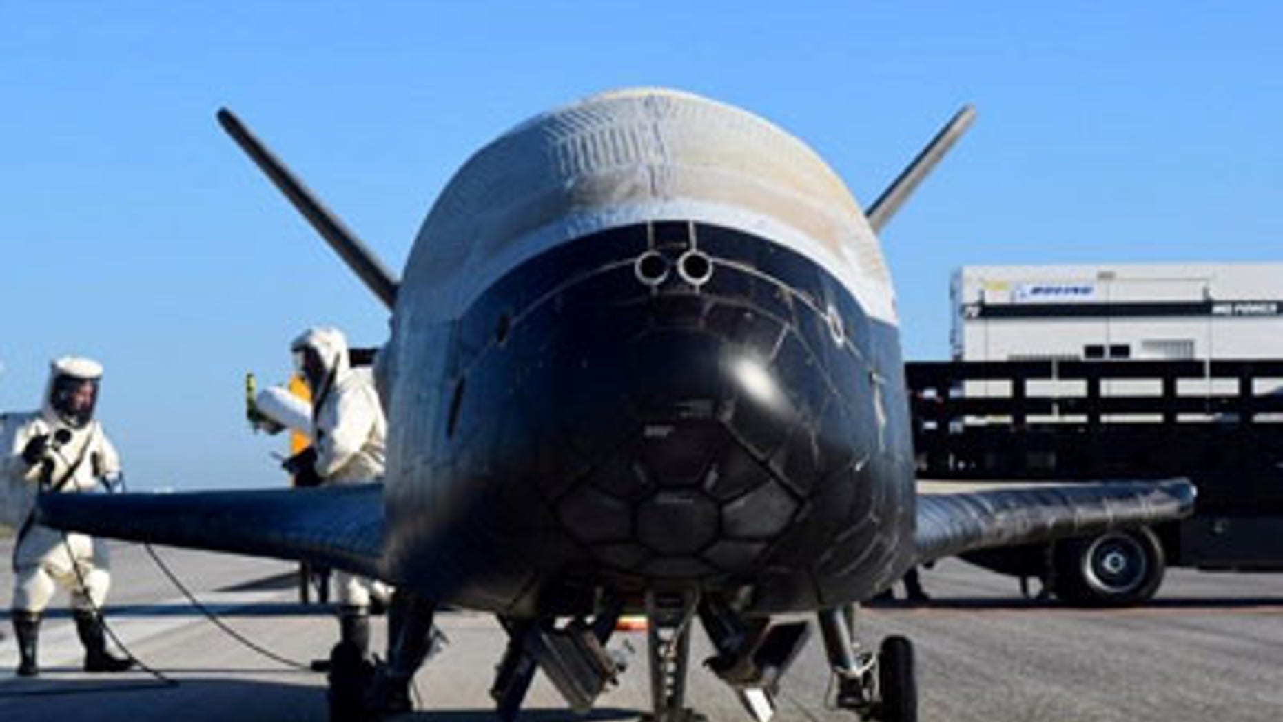 The U.S. Airforce's X-37B Orbital Test Vehicle mission 4 after landing at NASA's Kennedy Space Center Shuttle Landing Facility in Cape Canaveral, Florida, U.S., May 7, 2017. U.S. Air Force/Handout via REUTERS ATTENTION EDITORS - THIS IMAGE WAS PROVIDED BY A THIRD PARTY. EDITORIAL USE ONLY. TPX IMAGES OF THE DAY - RTS15M9K