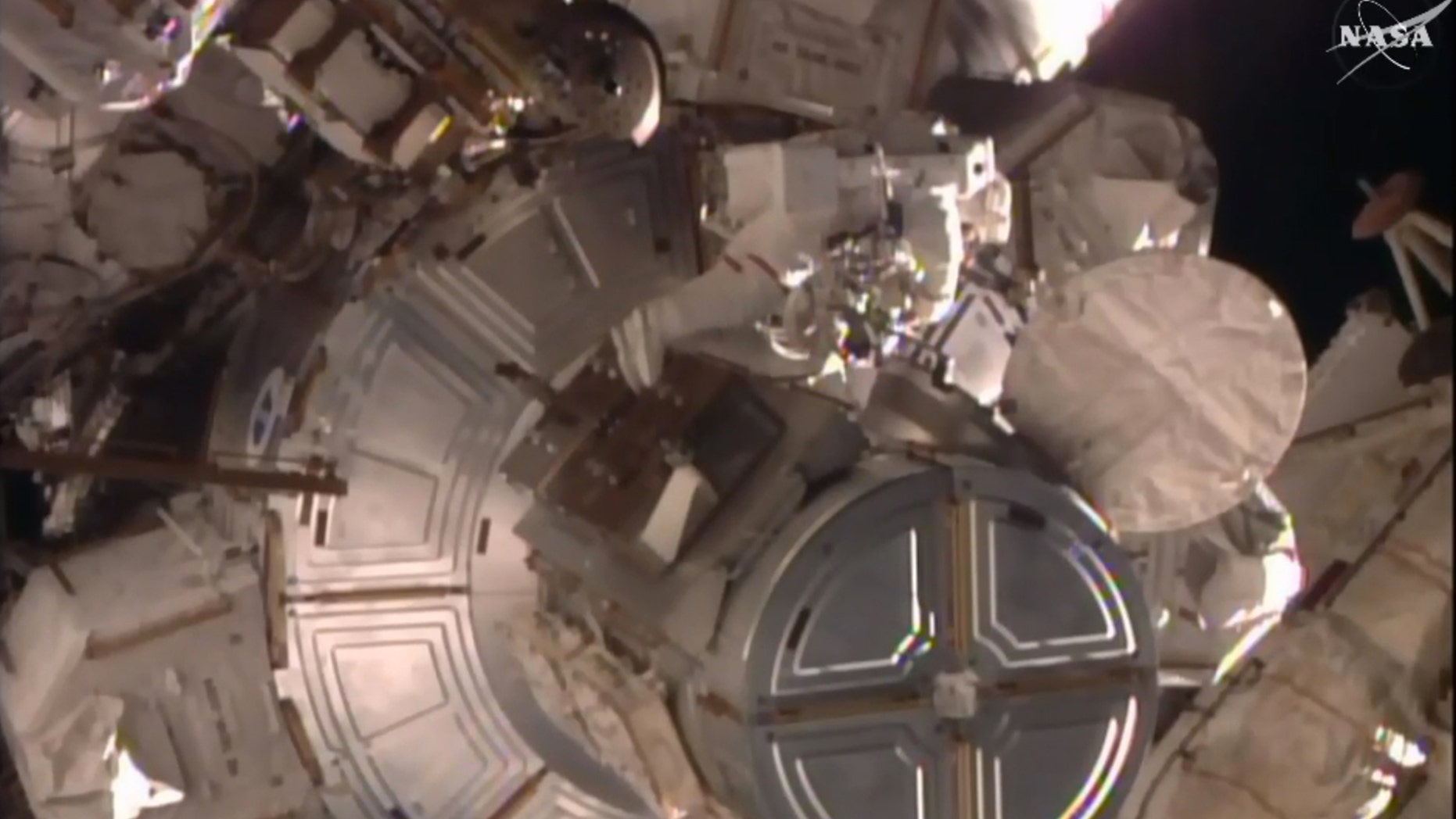 File photo - In this frame grab from video provided by NASA-TV, U.S. astronaut Timothy Kopra emerges from the International Space Station, Friday, Jan. 15, 2016. (NASA-TV via AP)