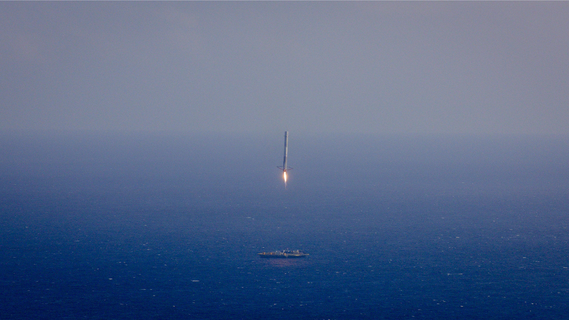 File photo - CRS-6 Falcon 9 drone ship landing attempt on April 14, 2015 (SpaceX).