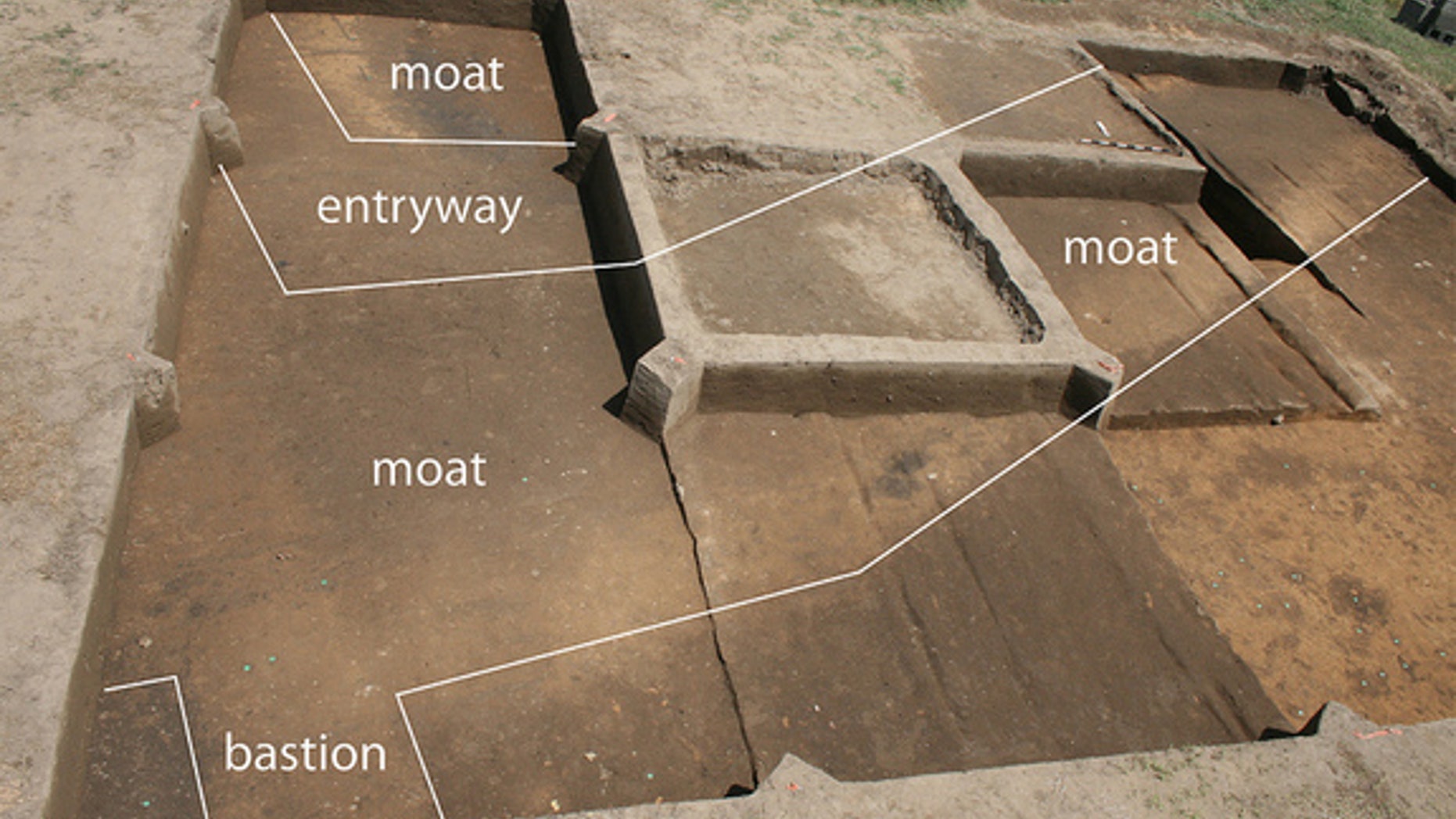 Researchers think food and sex contributed to the downfall of Fort San Juan, a Spanish garrison nearly 450 years old that was recently uncovered in North Carolina. This image shows the part of the fort that was revealed during excavations.