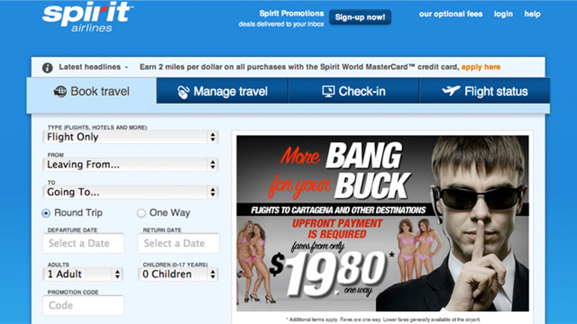 Spirit Airlines is advertising cheap, one-way flights to Colombia by lampooning the Secret Security prositution scandal.