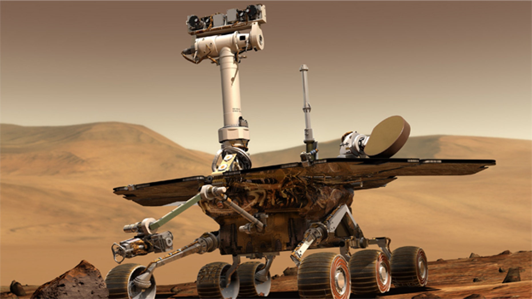 Artist rendering of a Mars Rover on the Red Planet.