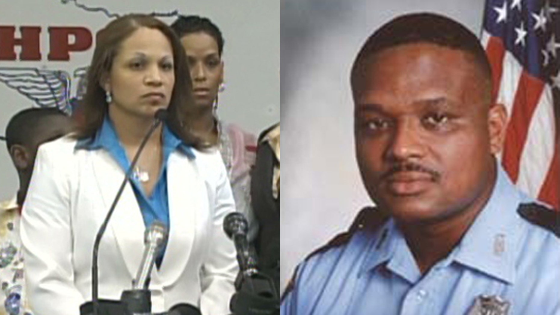 Shown here are Rodney Johnson, right, a Houston police officer killed in 2006, and his widow Joslyn Johnson. (MyFoxHouston)