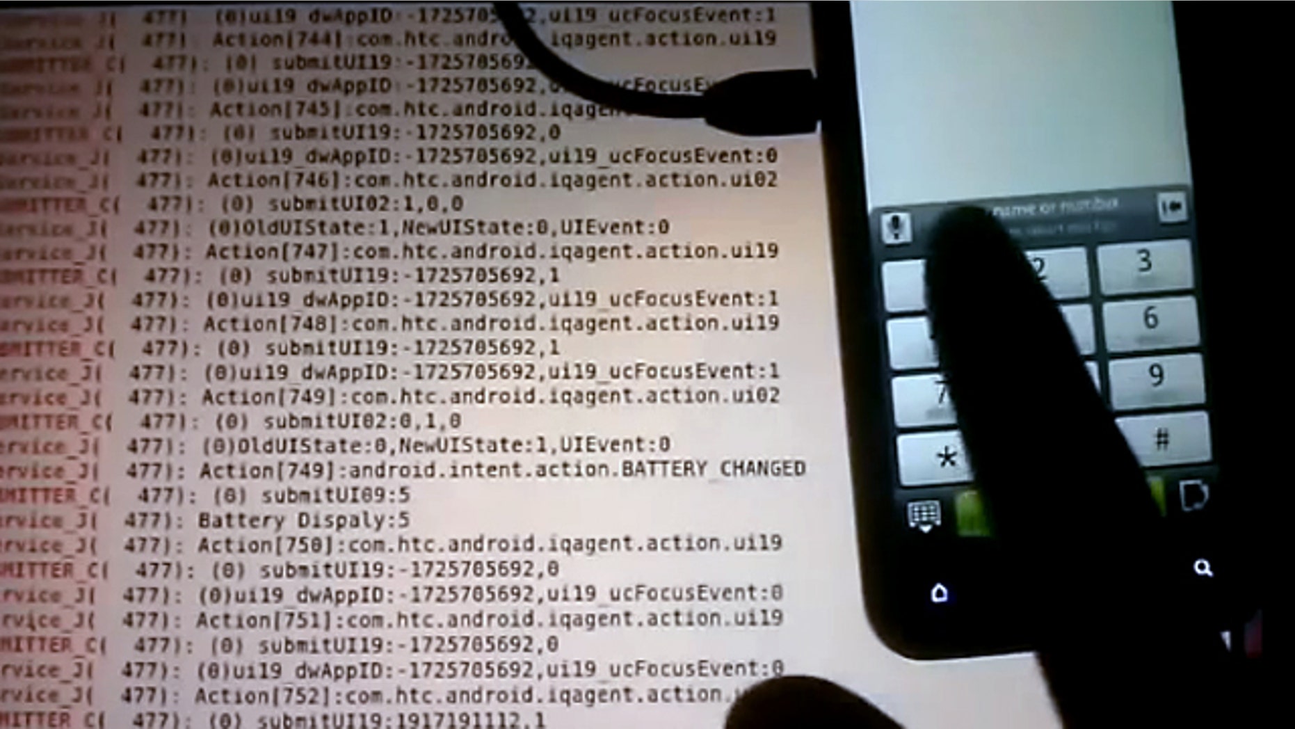 Security researcher Trevor Eckhart demonstrates how Carrier IQ logs keystrokes on his Android smartphone.