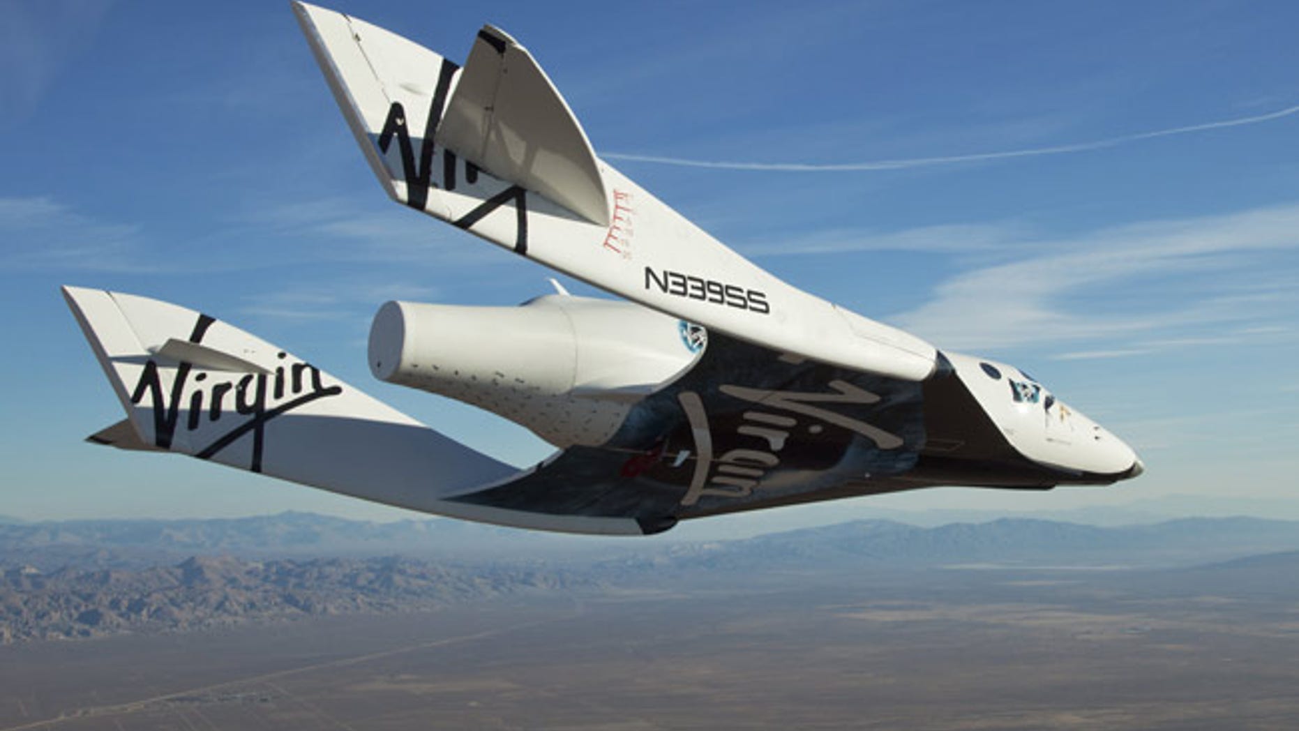 Virgin Galactic's SpaceShipTwo private suborbital spacecraft makes its first solo test flight on October 10, 2010.