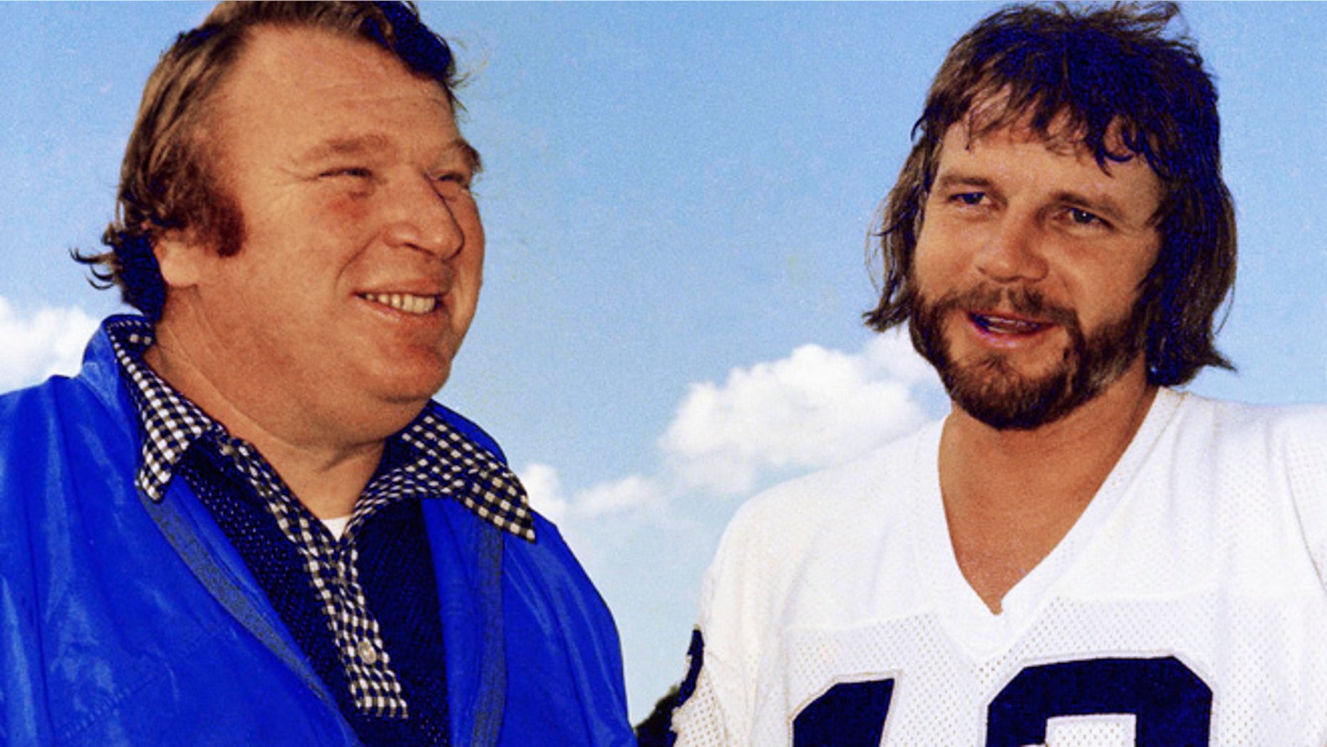 Jan. 4, 1977: Oakland Raiders quarterback Ken Stabler, right, talks with coach John Madden in Oakland, Calif. (AP)