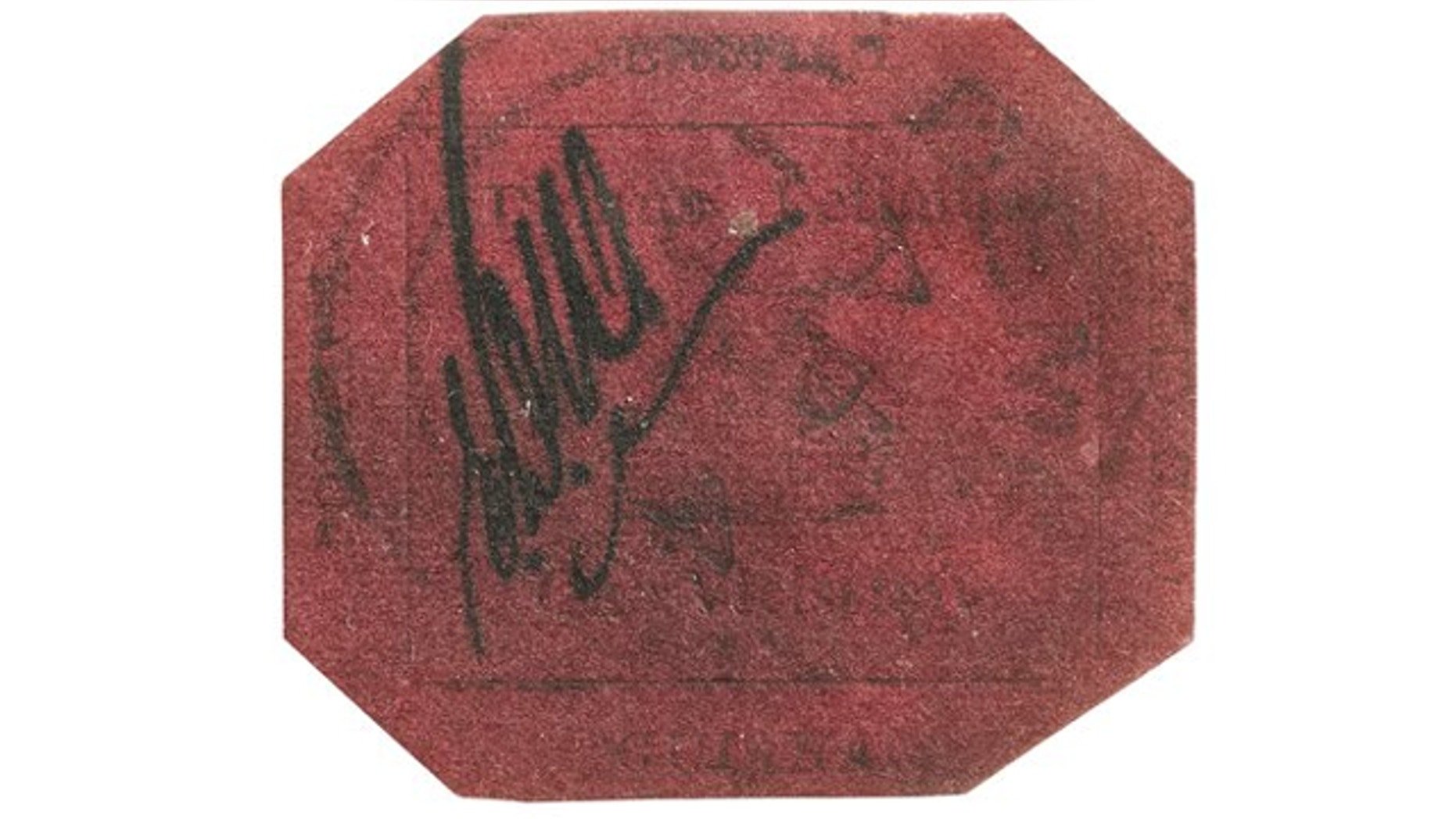 UNDATED: In this photo provided by Sotheby’s Auction House, the one-cent 1856 British Guiana stamp is shown.
