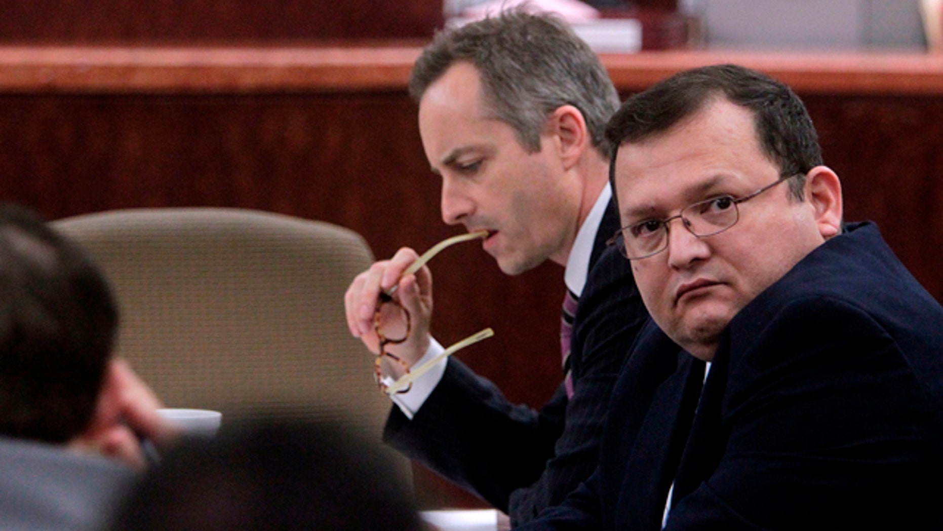 June 25, 2012: Raul Rodriguez sits in court in the beginning of his trial at Harris County Criminal Courthouse in Houston. Relatives of Rodriguez, who claimed Texas' version of a stand-your-ground law allowed him to fatally shoot a neighbor after an argument about a noisy party, told jurors he was not an abusive person and always stressed the importance of gun safety. He was later sentenced to 40 years for the killing. (AP)