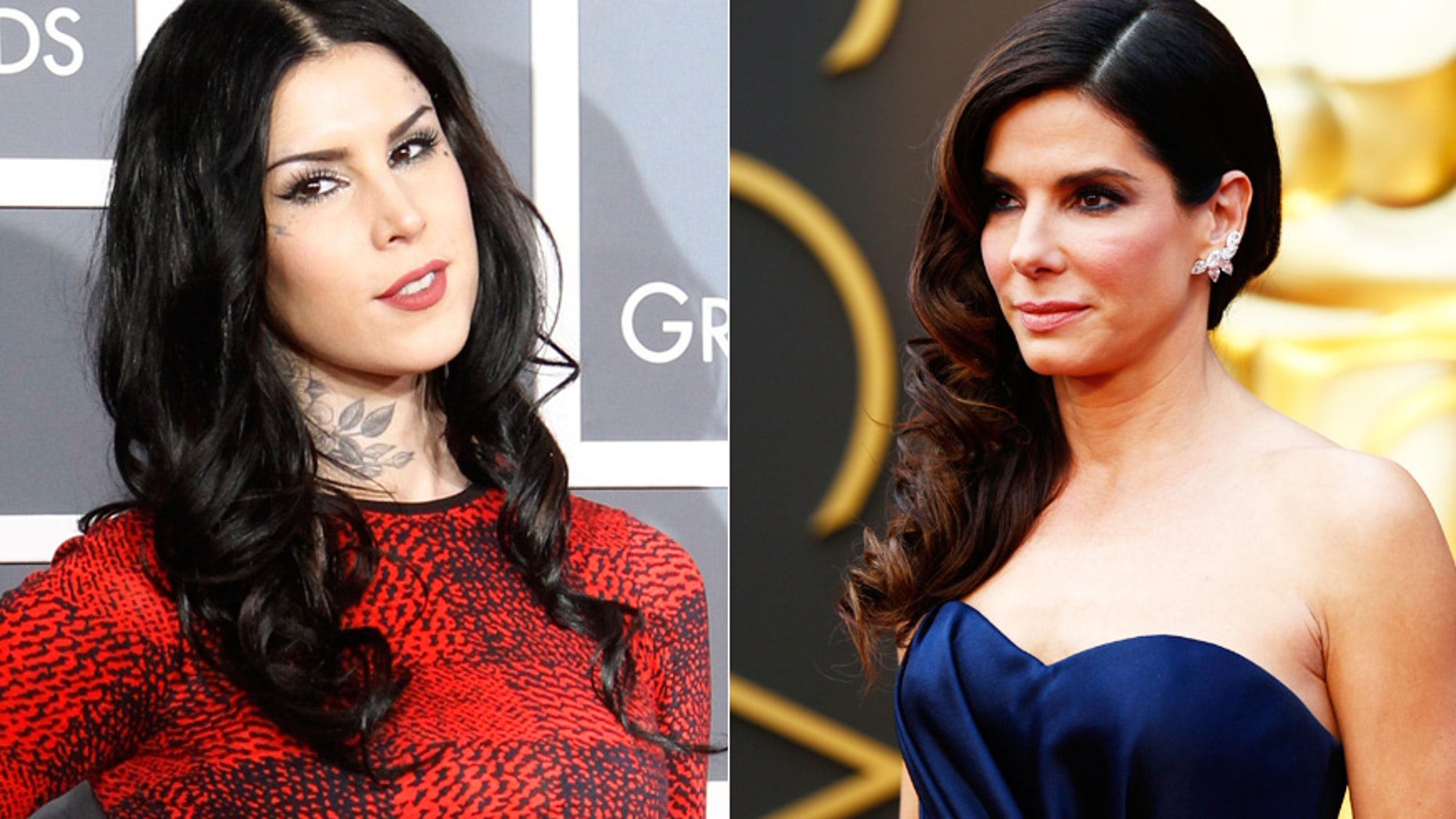 Kat Von D, left, and Sandra Bullock have both recently dealt with crazed fans and security concerns.