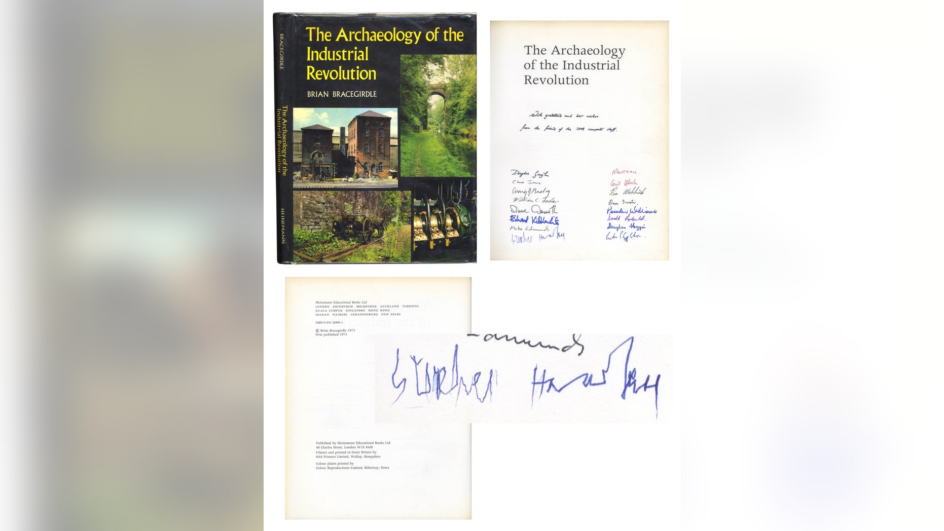 A copy of the book showing it has been signed by Dr. Hawking in 1973. (Credit: Nate D. Sanders Auctions)