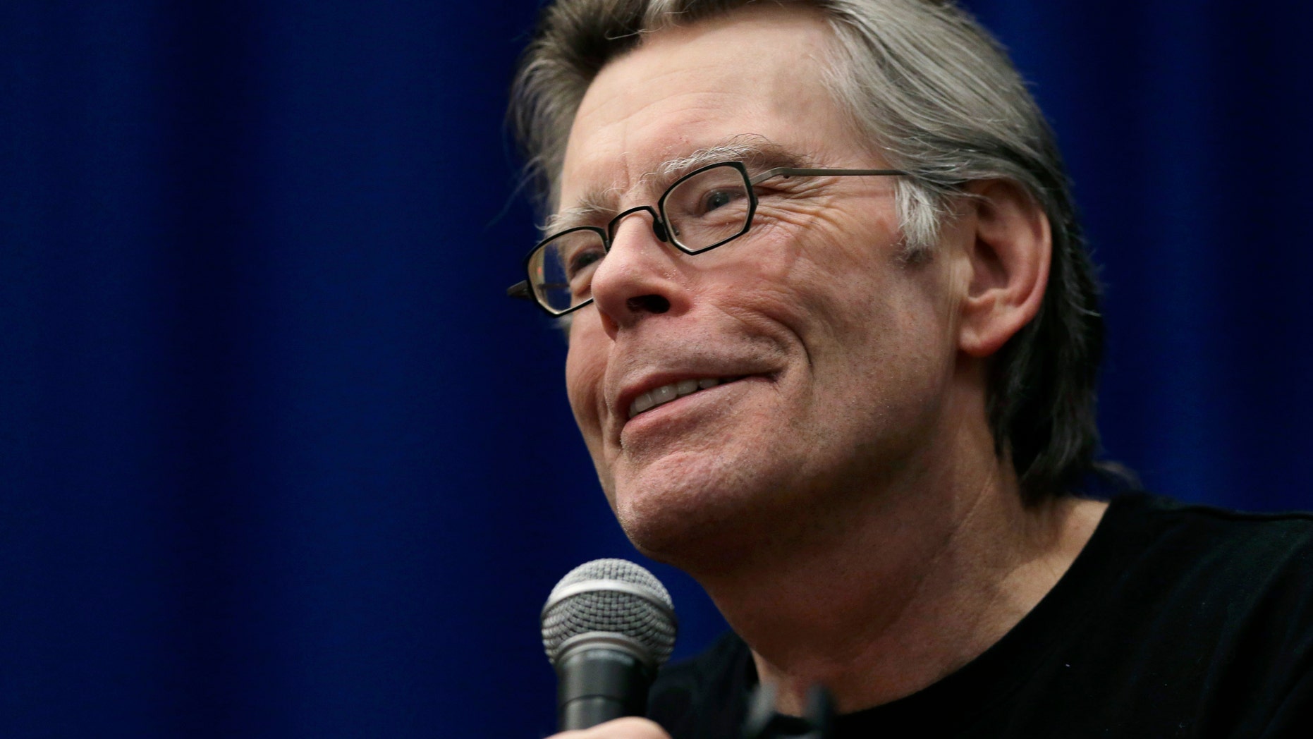 Dec. 7, 2012. Stephen King speaks to creative writing students at the University of Massachusetts-Lowell in Lowell, Mass.