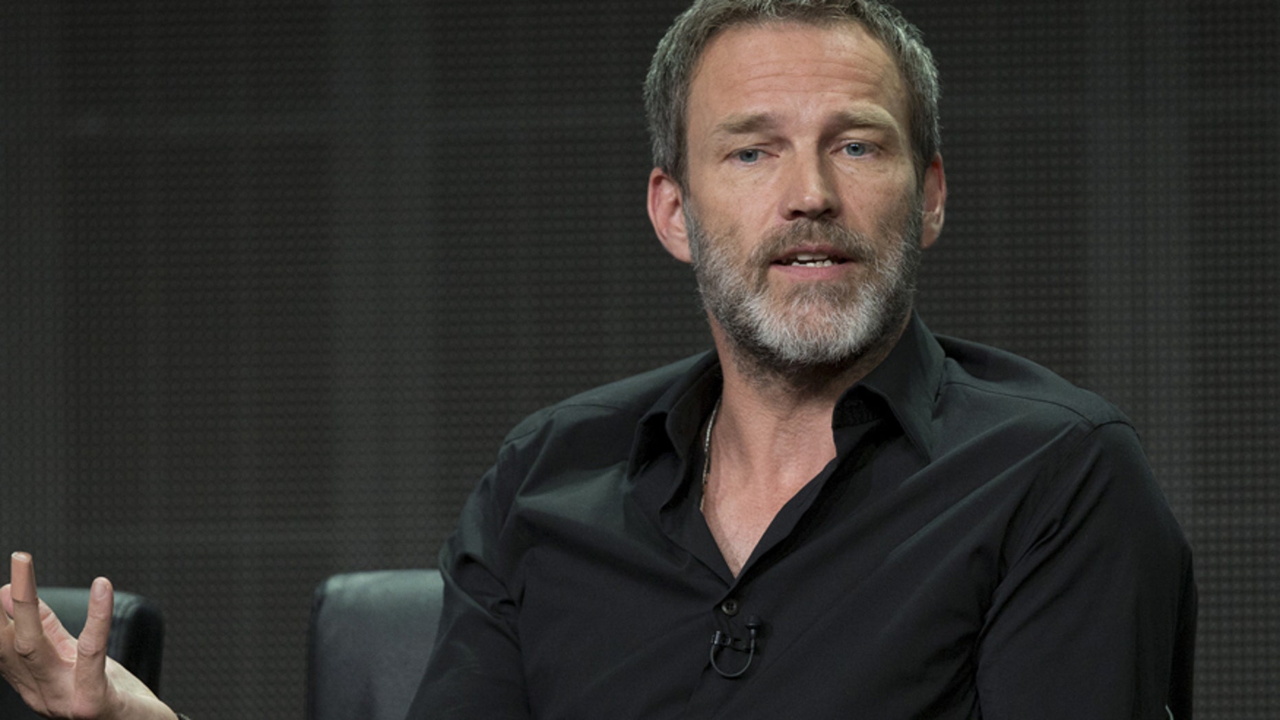 Cast member Stephen Moyer speaks at a panel for the FX Networks television series "The Bastard Executioner" during the Television Critics Association Cable Summer Press Tour in Beverly Hills, California August 7, 2015.