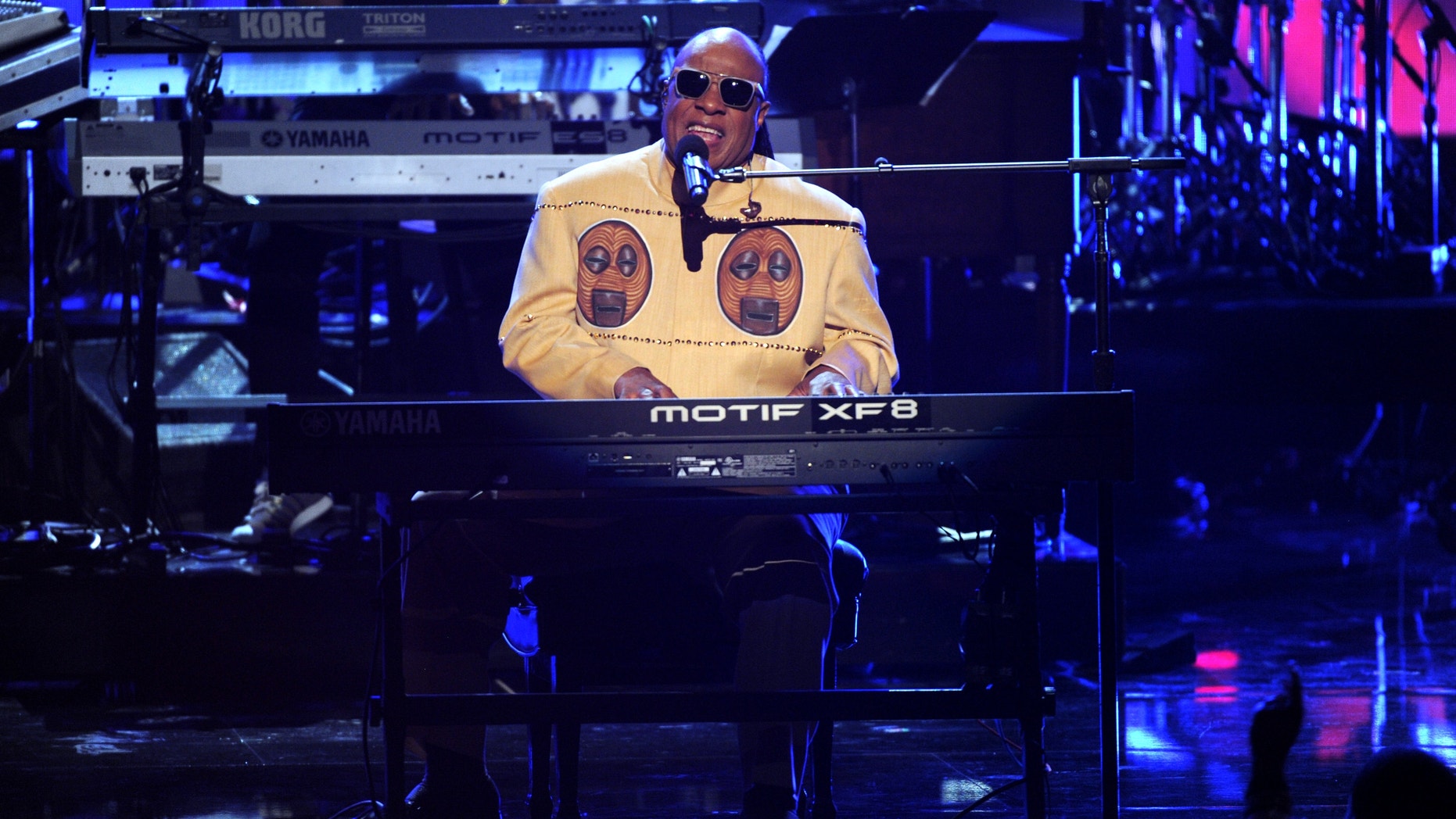 Stevie Wonder performs onstage at the BET Awards at the Nokia Theatre on Sunday, June 30, 2013, in Los Angeles.