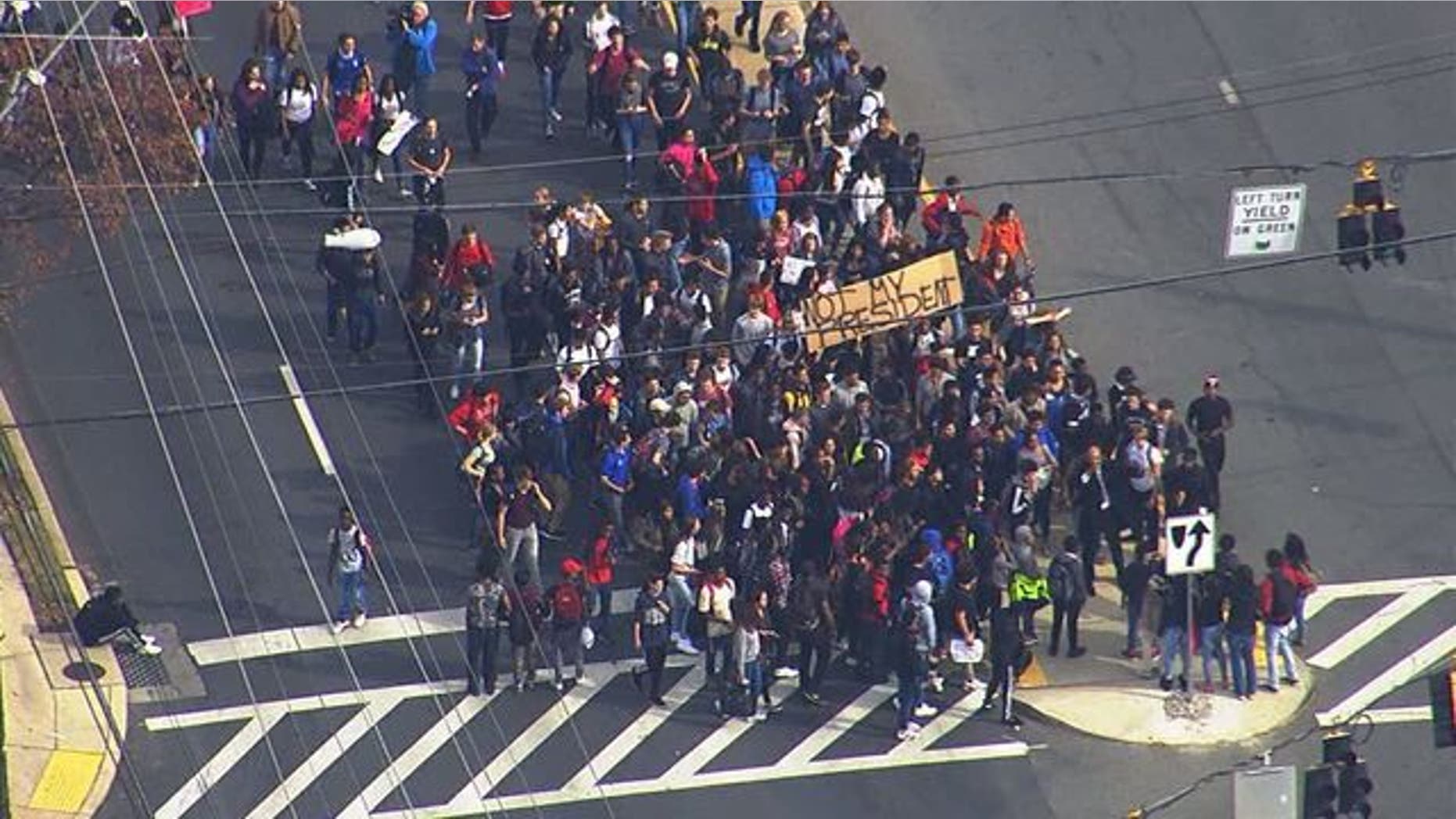 Students walking out of Montgomery Blair High School in Maryland.