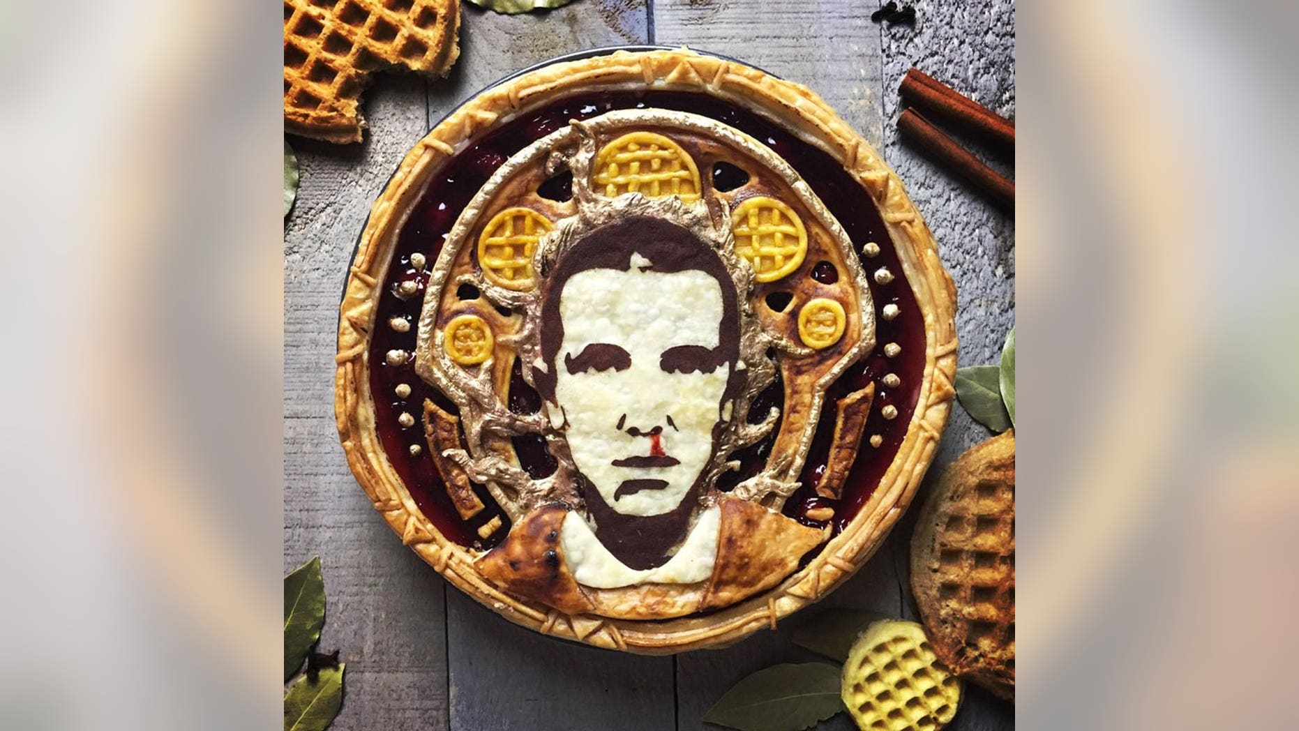Pie maker Jessica Clark-Bojin is wowing her fans on social media with incredibly detailed "Celebrity Pietraits," like this "Stranger Things"-themed pie featuring beloved character Eleven.