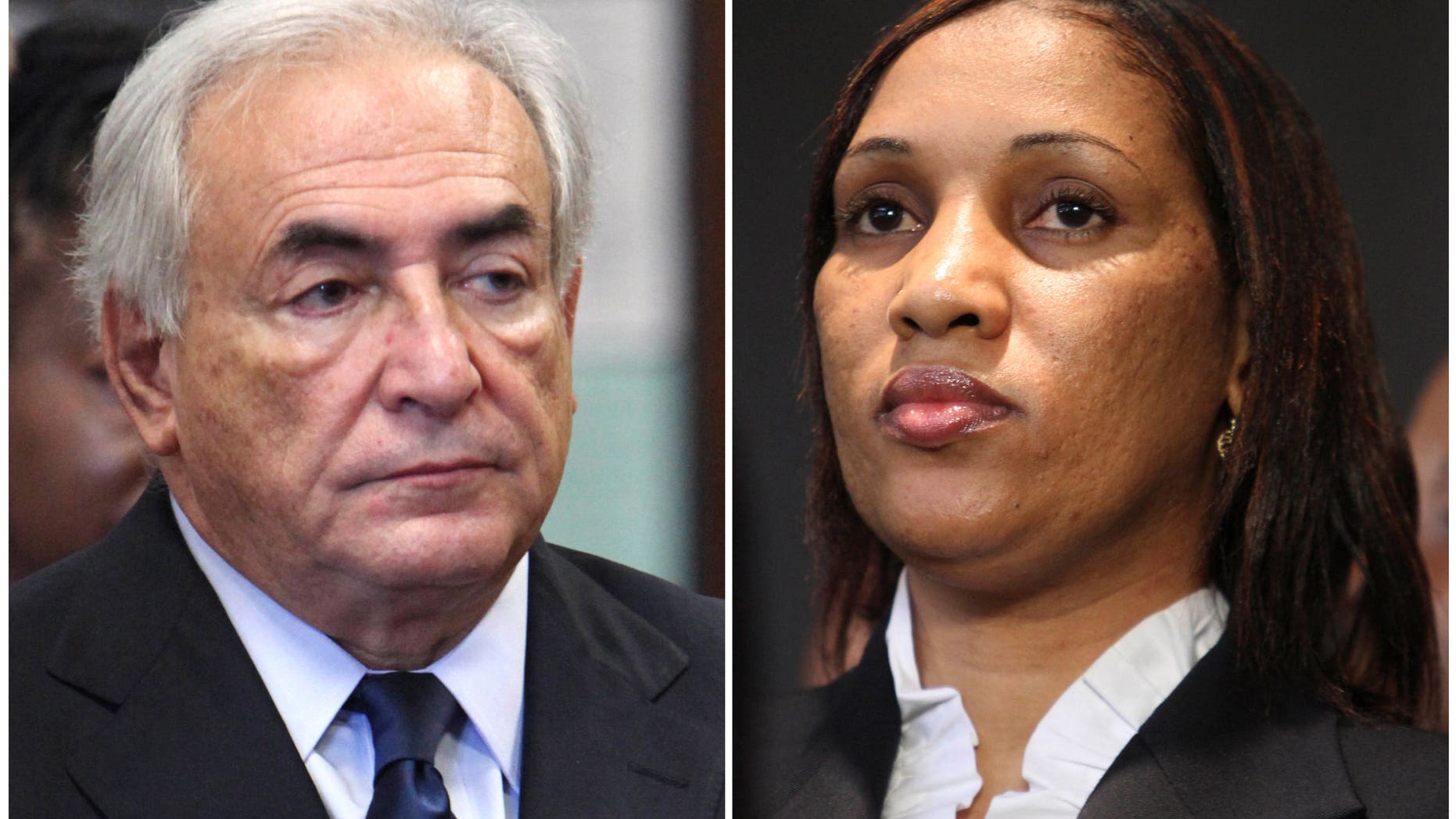 This combo made from file photos shows former International Monetary Fund leader Dominique Strauss-Kahn on June 6, 2011, left, and Nafissatou Diallo on July 28, 2011, in New York.
