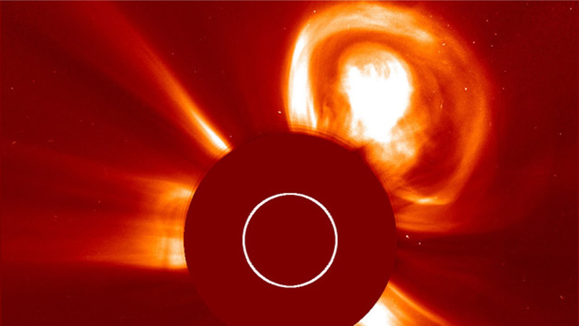 A gigantic solar eruption shoots out from the sun -- straight towards the Red Planet.