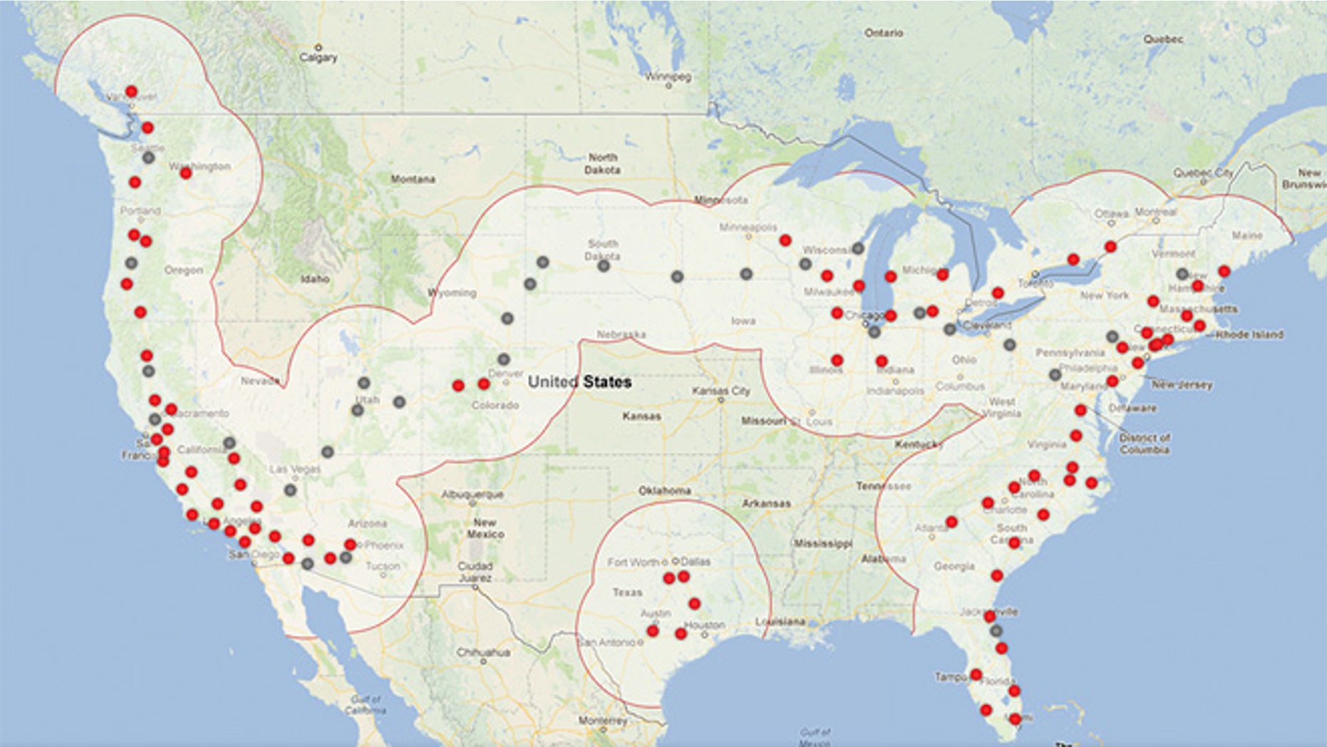 Tesla Supercharger network Winter 2013